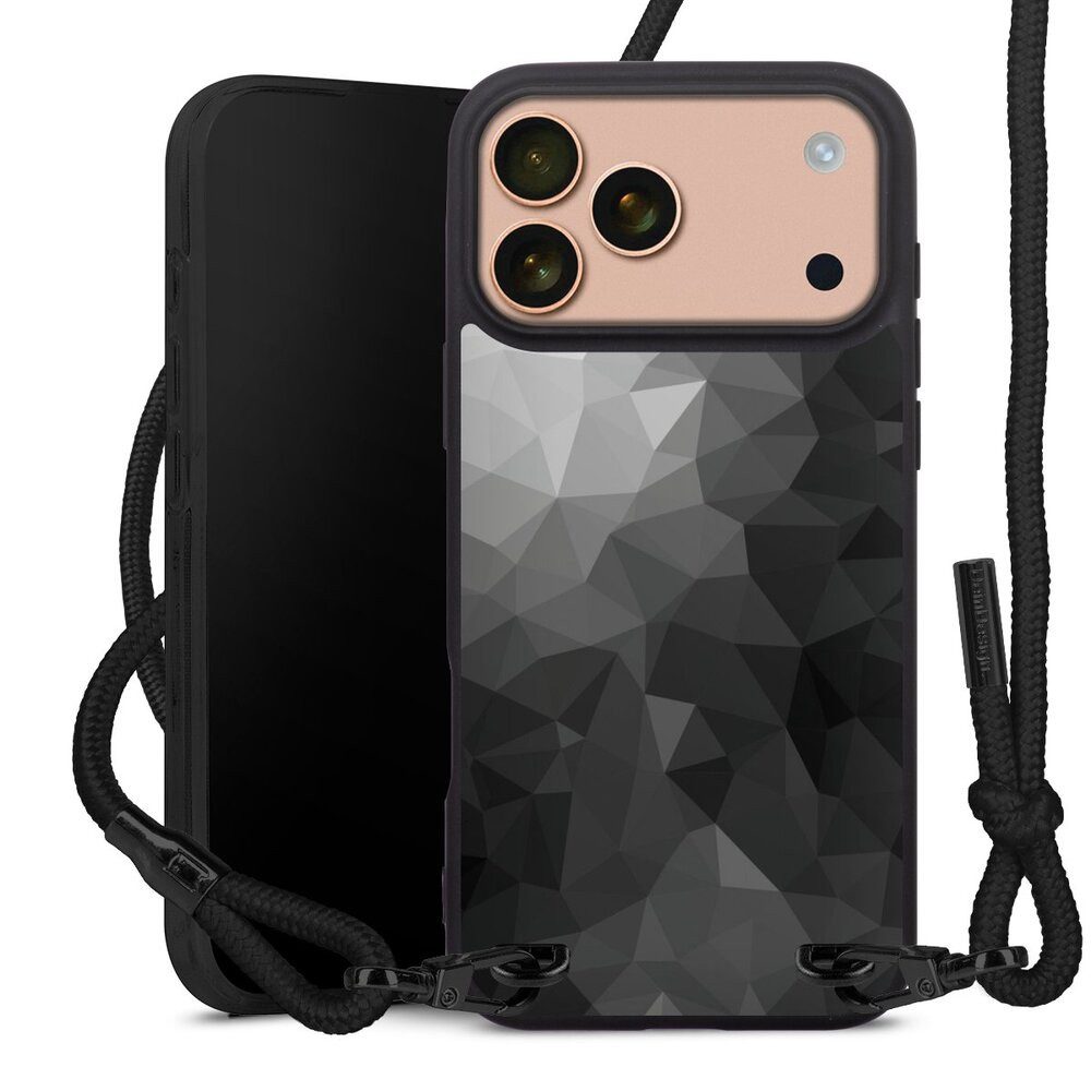 DeinDesign Handyhülle Mosaik Muster Tarnmuster Polygonal Mosaic Schwarz/Weiß, Apple iPhone 17 Pro Max Premium Handykette Hülle mit Band