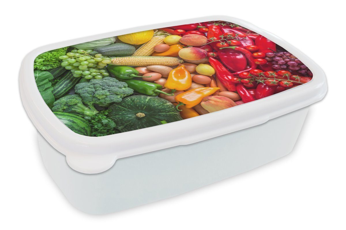 Obst und Regenbogen, Kunststoff, Jungs Brotdose, Kinder - weiß Gemüse Mädchen für (2-tlg), Erwachsene, und Lunchbox - für Brotbox MuchoWow