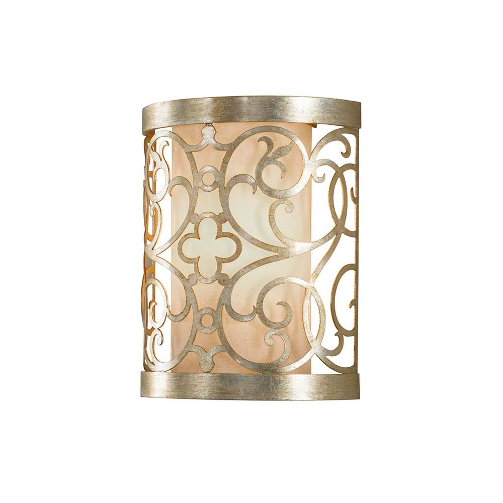 Elstead LIGHTING Wandleuchte, Leuchtmittel nicht inklusive, Wandlampe Leuchte Flurleuchte Stahl Glas Blattsilber H 24,1 cm 1