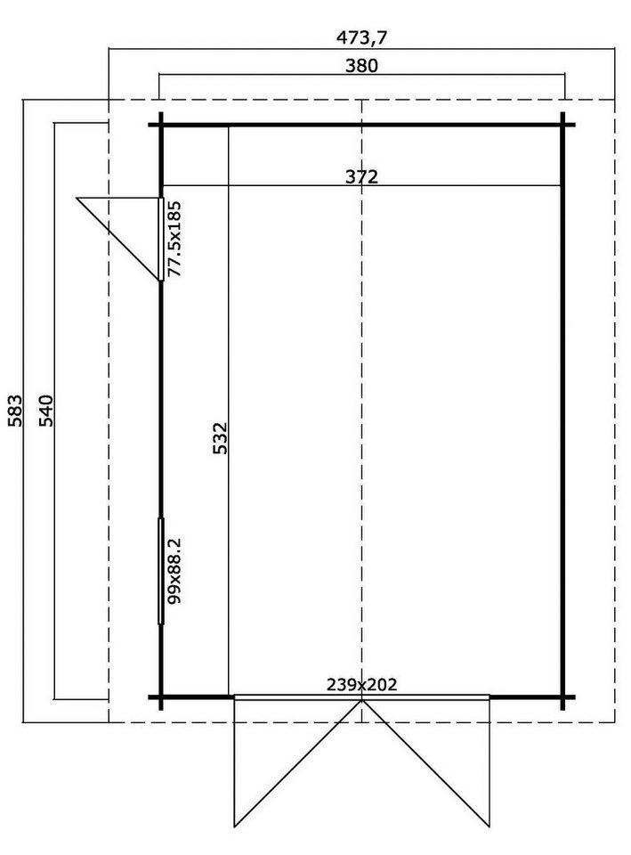 LASITA MAJA Garage Yarik, BxT: 474x583 cm, 202 cm Einfahrthöhe, Inkl.  Dachpappe, Dachschindeln optional