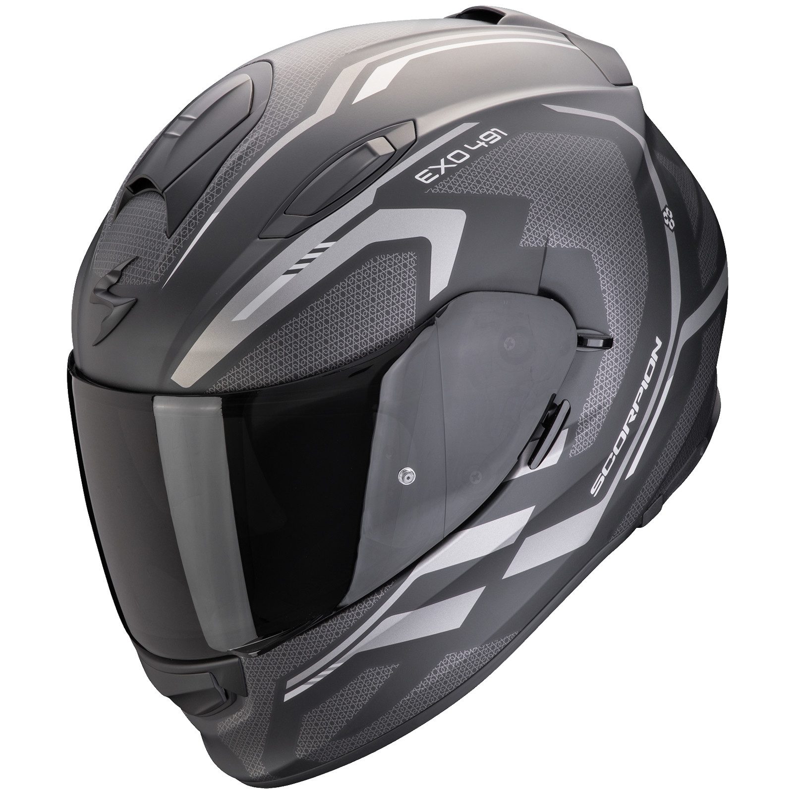 Scorpion Exo Motorradhelm Scorpion Exo-491 Kripta Integralhelm Matt-Schwarz / Silber (1er Set), integralhelm motorrad