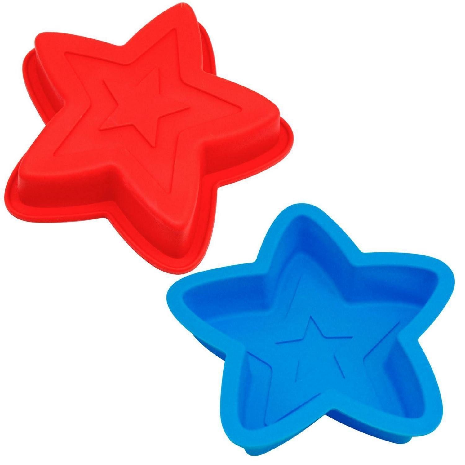 LuxusKollektion Silikonform Backform Stern 2er Set Rot Blau, (2-tlg)