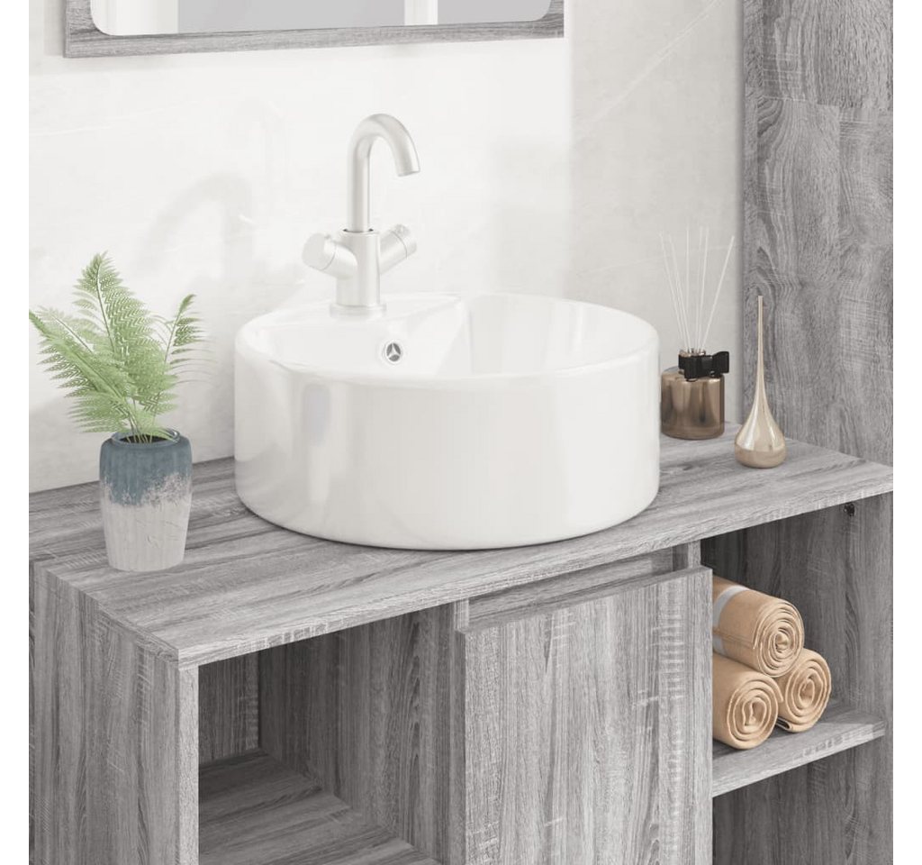 Thumbnail - vidaXL Waschbecken Waschbecken Badezimmer Aufsatzwaschbecken Weiß 40x14,5 cm Keramik Rund