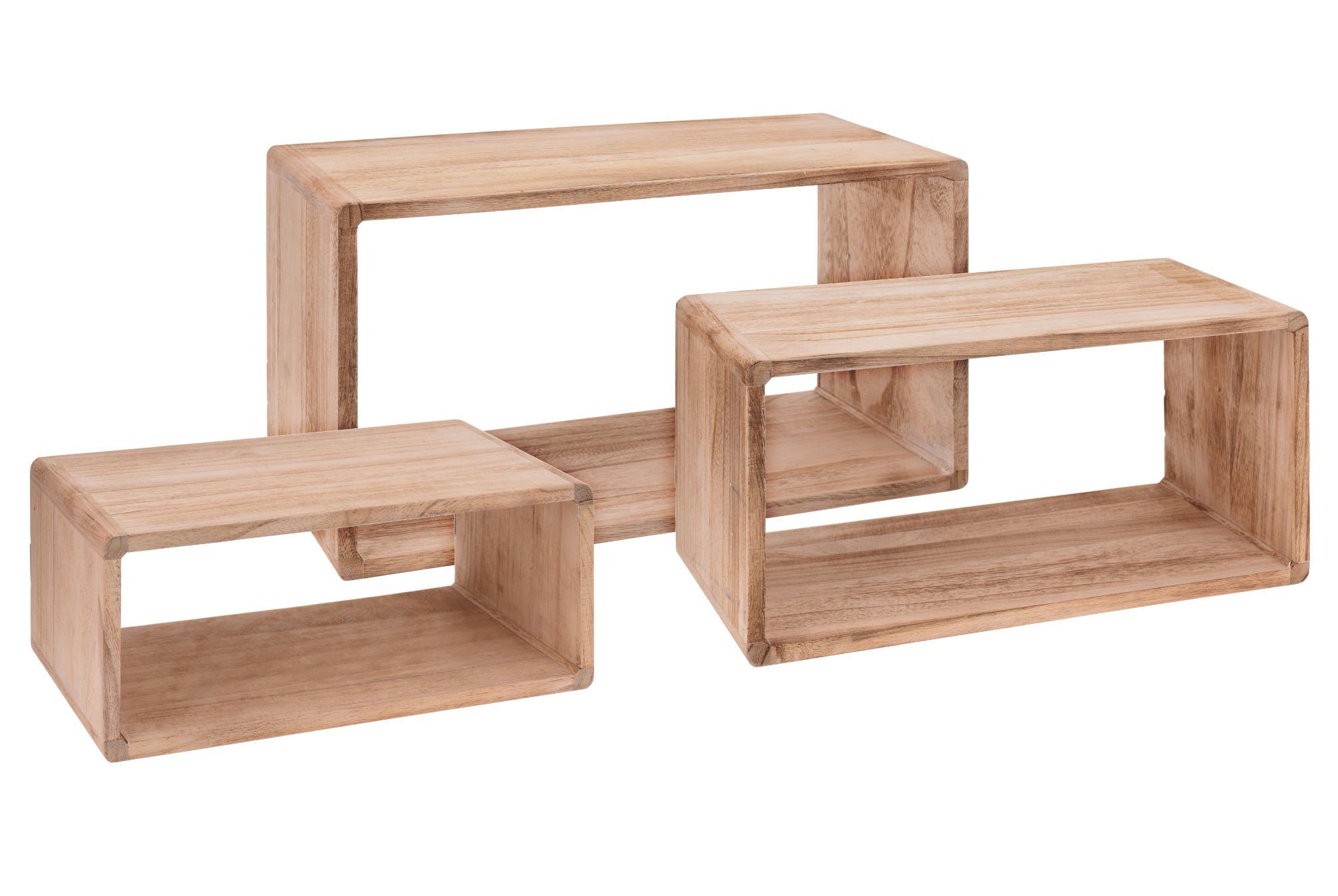Wandregal Holz Hängeregal rechteckig 3er Set - 45/40/35 cm