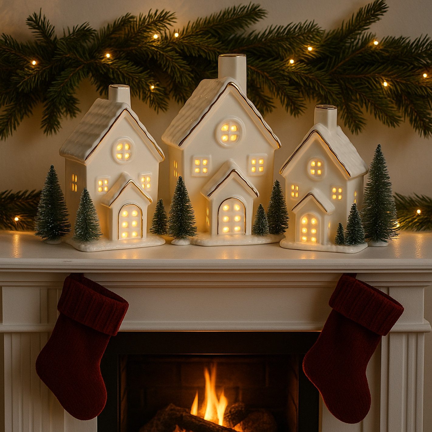 I.GE.A. LED-Dekofigur LED-Haus (1 St), Dekoobjekt LED batteriebetrieben Weiß Gold Weihnachtsdeko – Bild 5 von 5