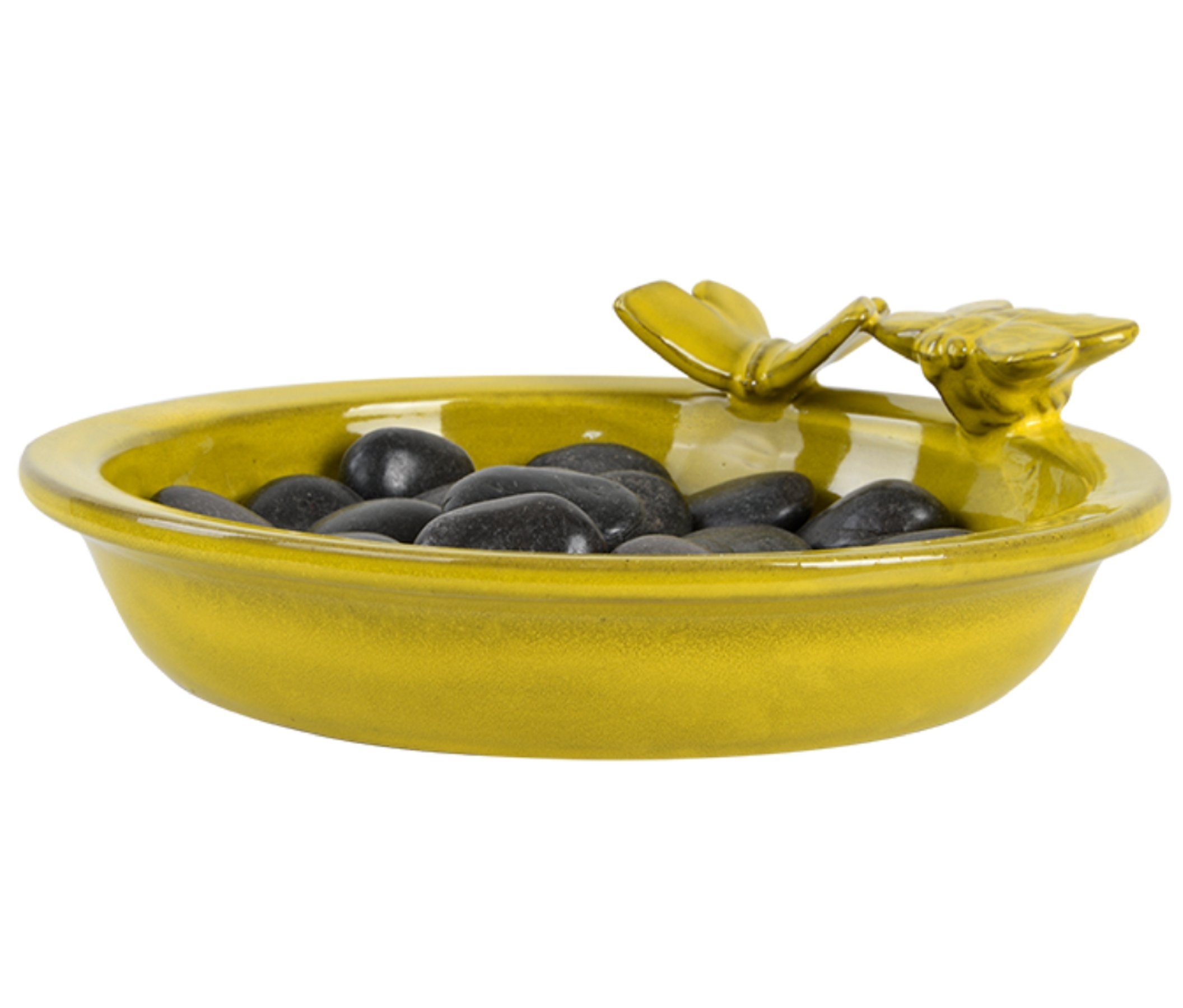 esschert design Vogeltränke Bienen Schmetterlings Tränke rund gelb 27cm Becken Schale Wasser