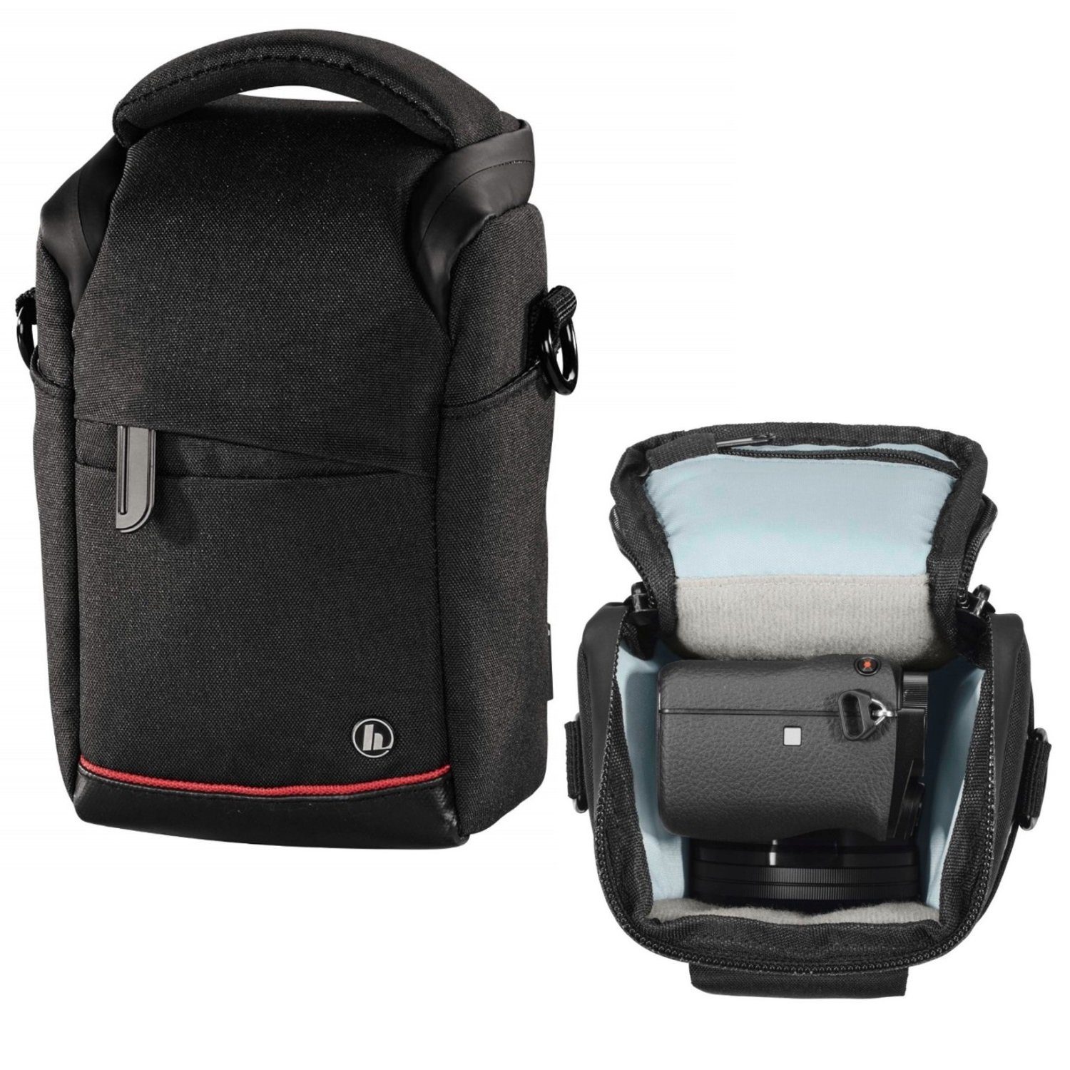 Digitalkamera Hama Universal, Tragegriff Systemkamera Kamera-Tasche Foto-Tasche Case Schultergurt Zubehör-Fächer Schwarz Kameratasche