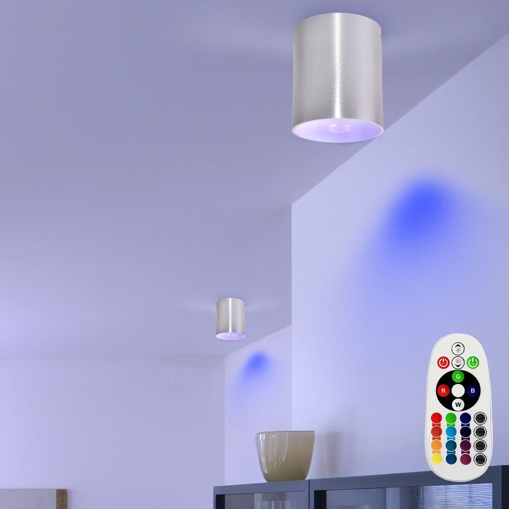 etc-shop LED Einbaustrahler, Leuchtmittel inklusive, Strahler Leuchten Aufbau Warmweiß, Dimmer Wand Set Schlafzimmer im Farbwechsel