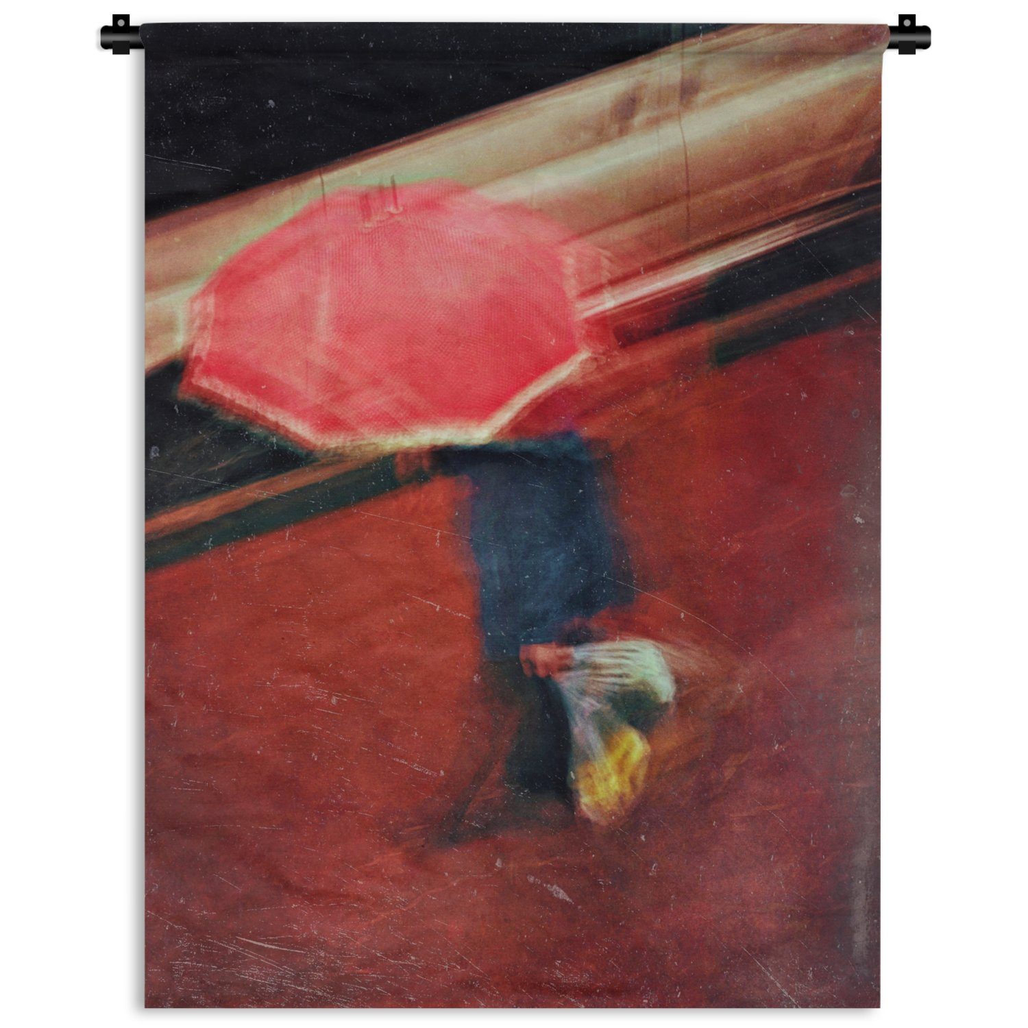 Wanddekoobjekt Wohnzimmer, Deko MuchoWow Regenschirm Rot - Wand, - für an - Tapisserie, Schlafzimmer Mann Farben, der
