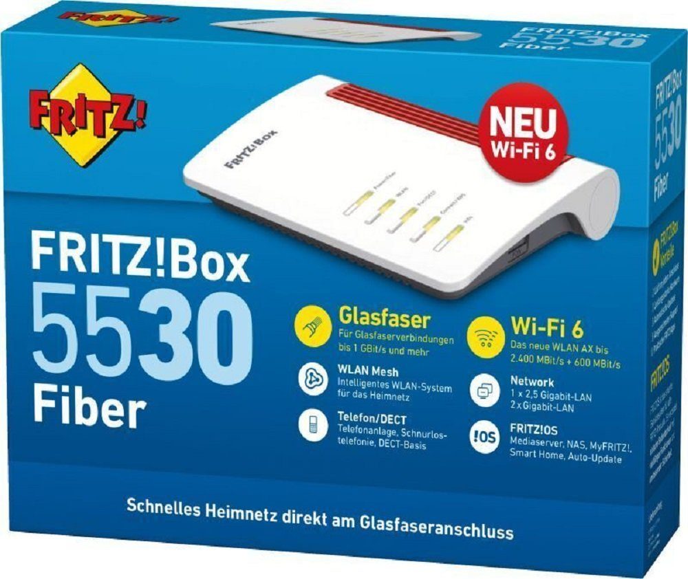 FRITZ!Box 5530 Fiber für Glasfaser mit AON & GPON Anschlüsse WLAN-Router