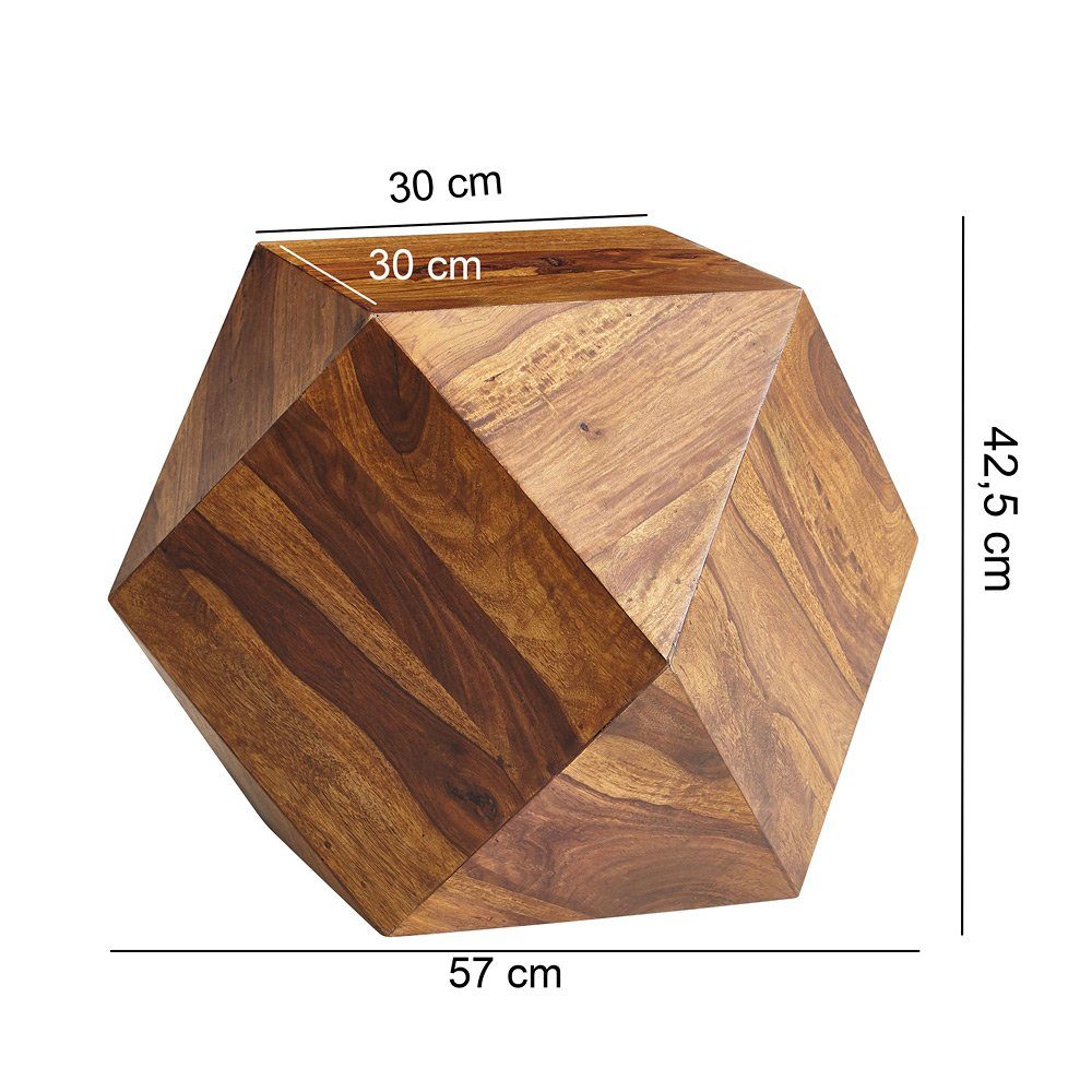 Lomadox Couchtisch, Massivholz, 57/42,5/57cm Wohnzimmer modern Sheesham Echtholz Sofatisch