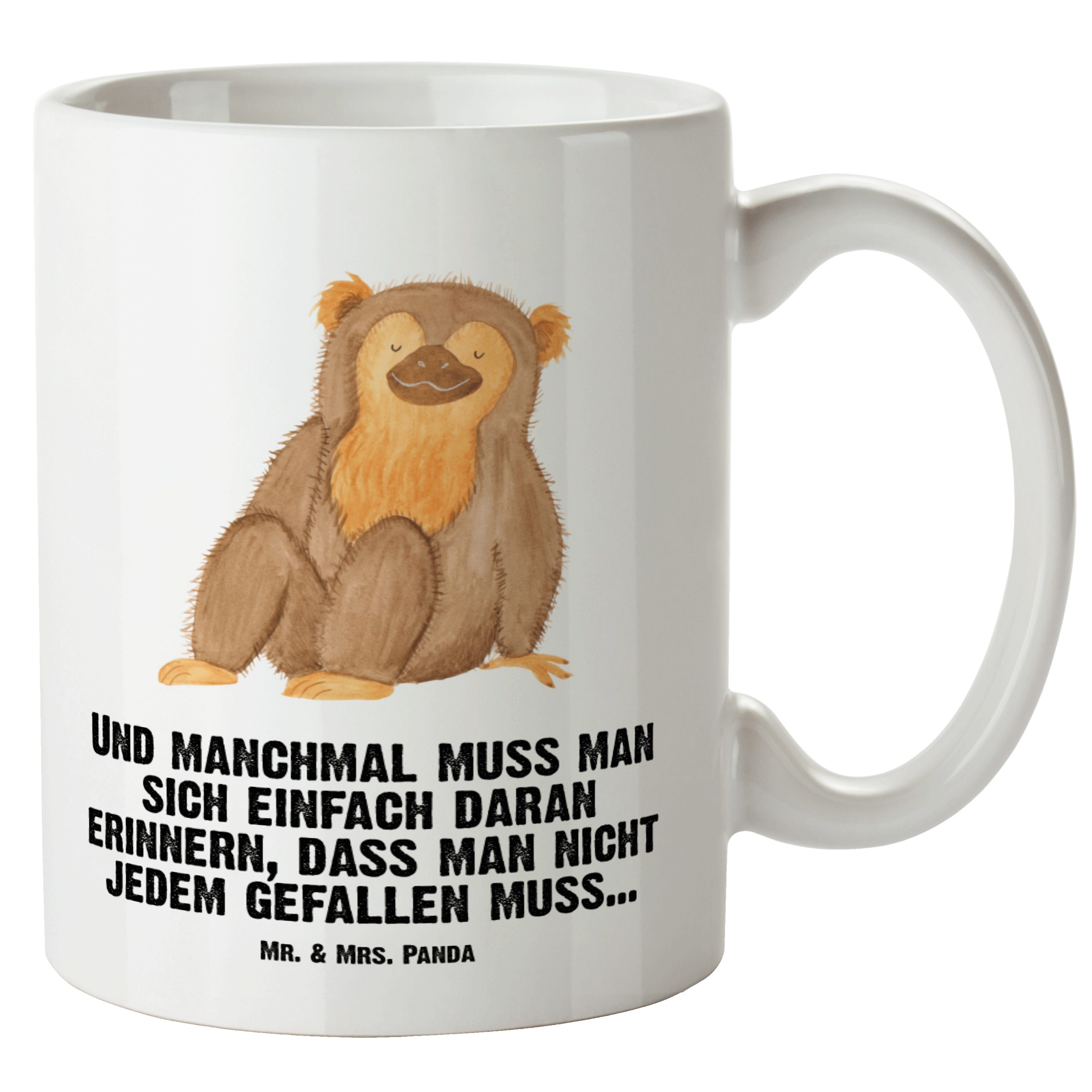 Mr. & Mrs. Panda Tasse Affe - Weiß - Geschenk, Grosse Kaffeetasse, Afrika, Liebe, Selfcare, XL Tasse Keramik