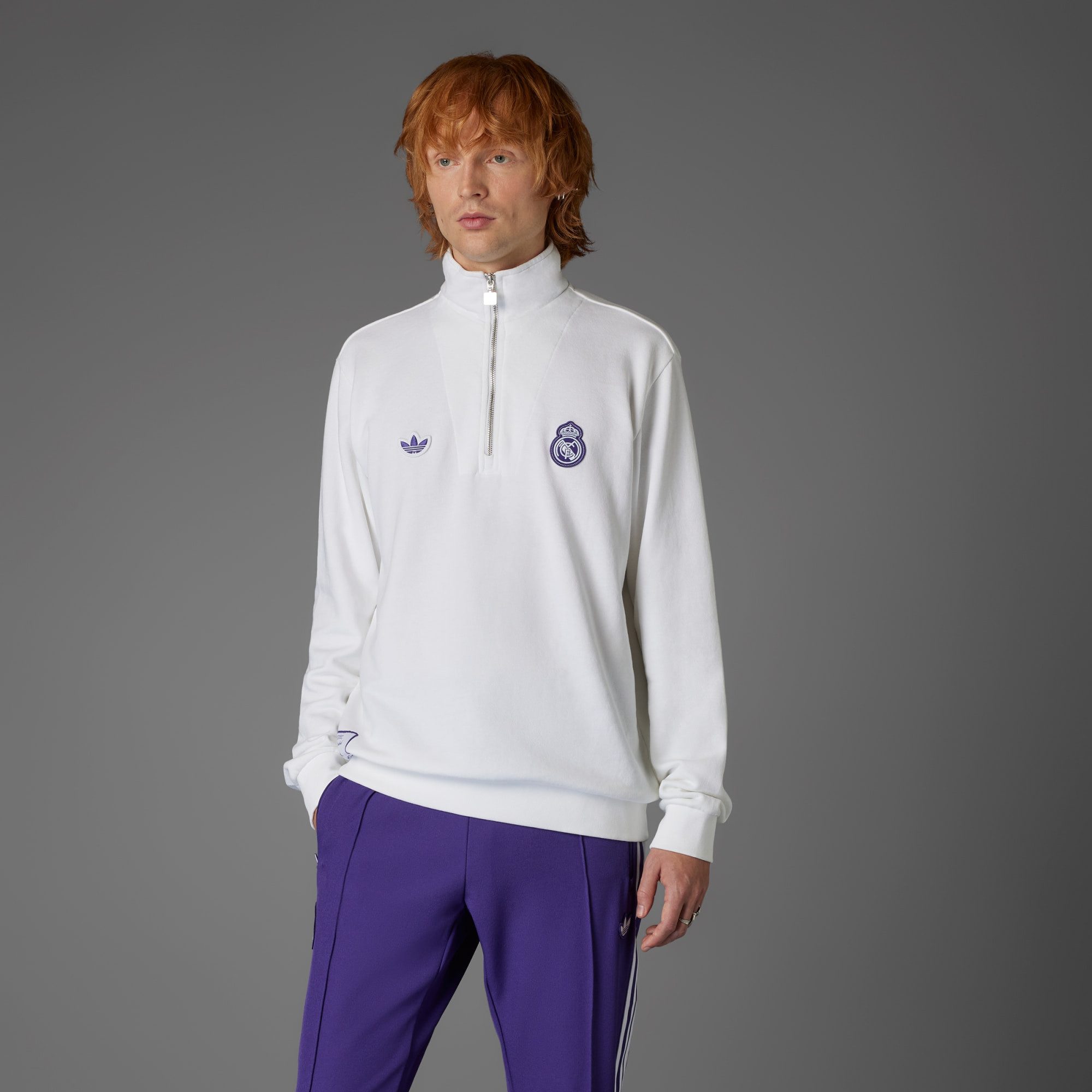 adidas Originals Sweatshirt REAL MADRID TERRACE ICONS HALF-ZIP OBERTEIL (1-tlg)