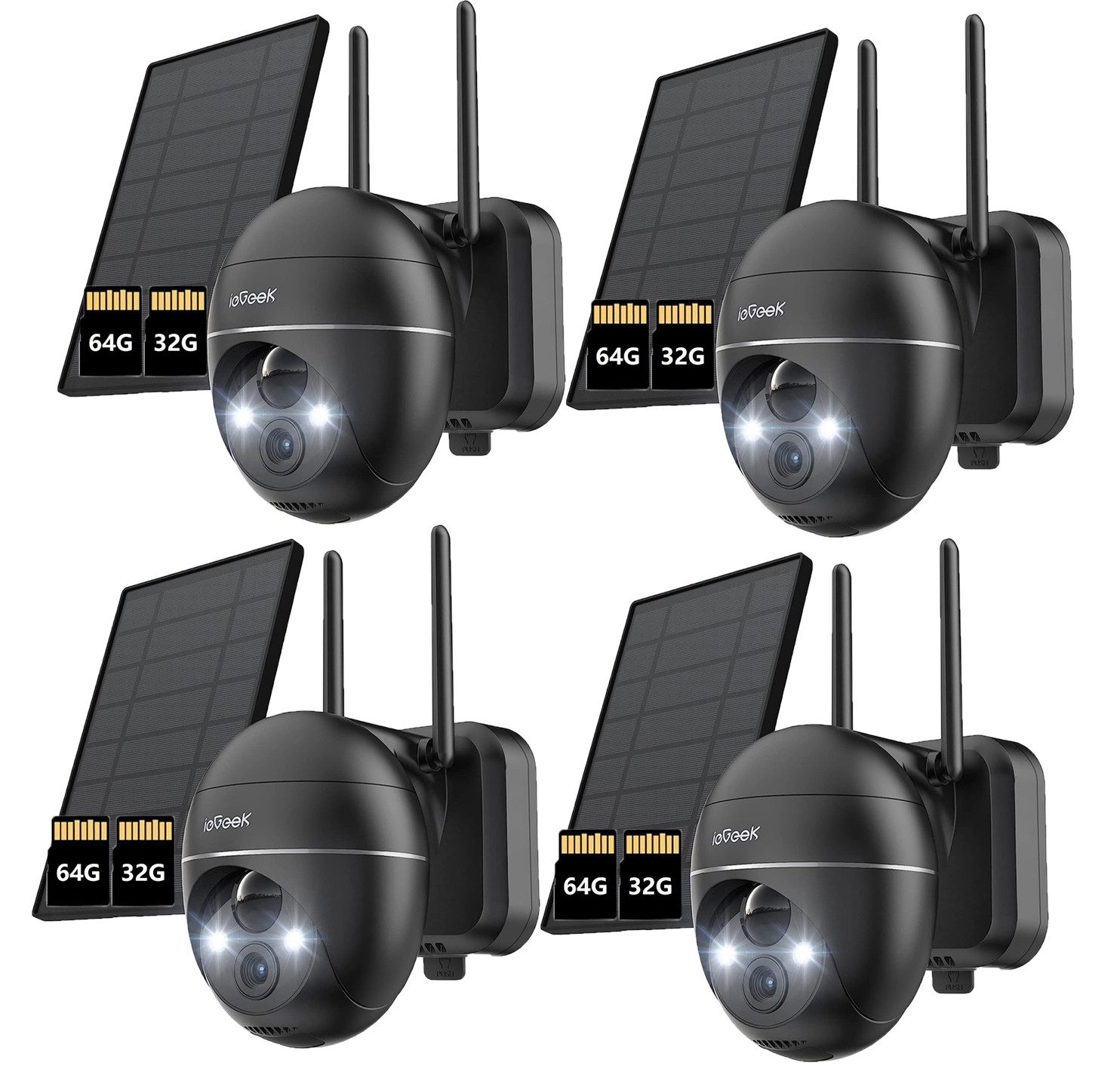 ieGeek Überwachungskamera 2K 3MP Security Camera Überwachungskamera Aussen Solar WLAN Akku (Aussen, Außenbereich, Outdoor, Außen, Kabellos Überwachungskamera WLAN Akku, 355°/120° Schwenkbar PTZ, 4-tlg., 20m Farbnachtsicht, PIR Bewegungsmelder,Sirene/Weißlichtalarm, 4dbi Doppelantenne,Teilen Sie jederzeit und überall)