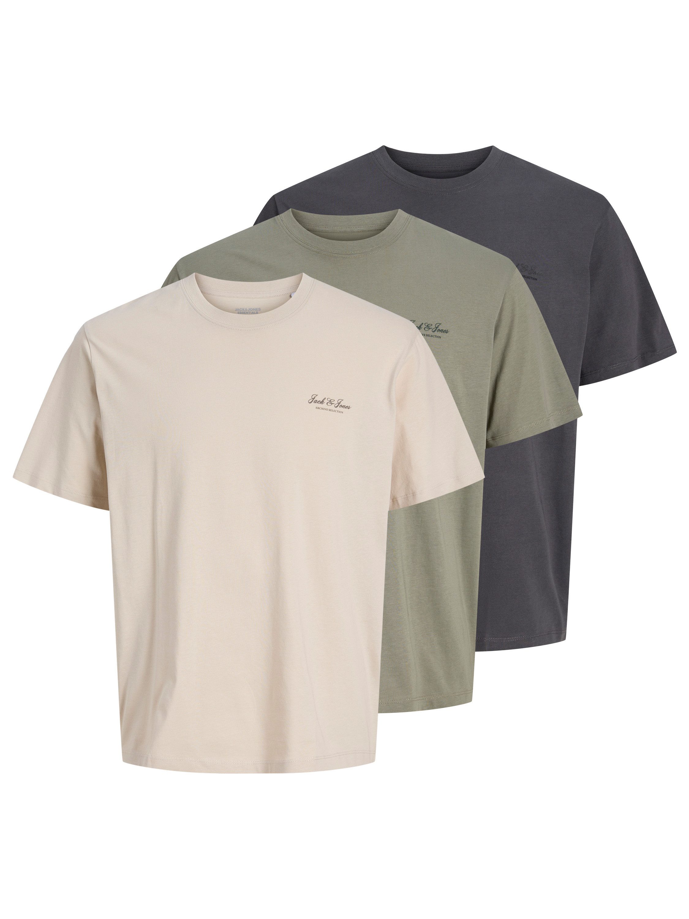Jack & Jones T-Shirt JJEARCHIVE GRAPHIC TEE SS O-NECK 3PK MP (Packung, 3-tlg) Baumwolle, relaxed fit