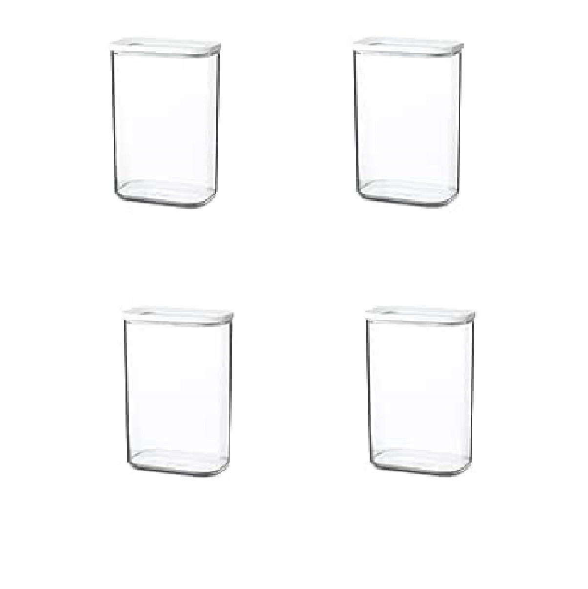 Mepal Vorratsdose Modula Vorratsdose Set – 4 Stück, 2000 ml, transparent/weiß, Kunststoff, (4-tlg), stapelbar & luftdicht, ideal für frische Lebensmittel