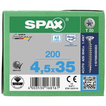 SPAX Schraube SPAX 1197000450353 Holzschraube 4.5 mm 35 mm T-STAR plus Edelstahl