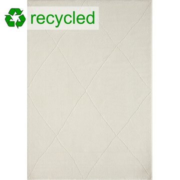 Teppich Klassischer Recycle Rib Teppich • Schön weich • Rauten creme, Carpetia, rechteckig, Höhe: 12 mm