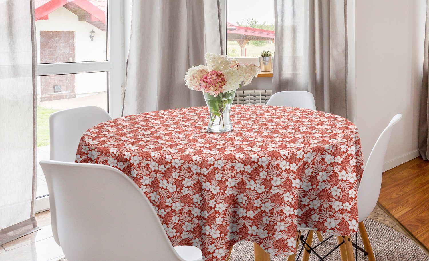 Luau für Esszimmer Blumen Exotische Tischdecke Abdeckung Hawaii Abakuhaus Kreis Küche Dekoration, Tischdecke