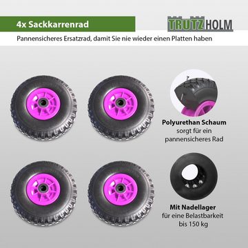 TRUTZHOLM Sackkarren-Rad 4x Sackkarrenrad Vollgummi 260 x 85mm 3.00-4 PU Sackkarre Ersatzrad