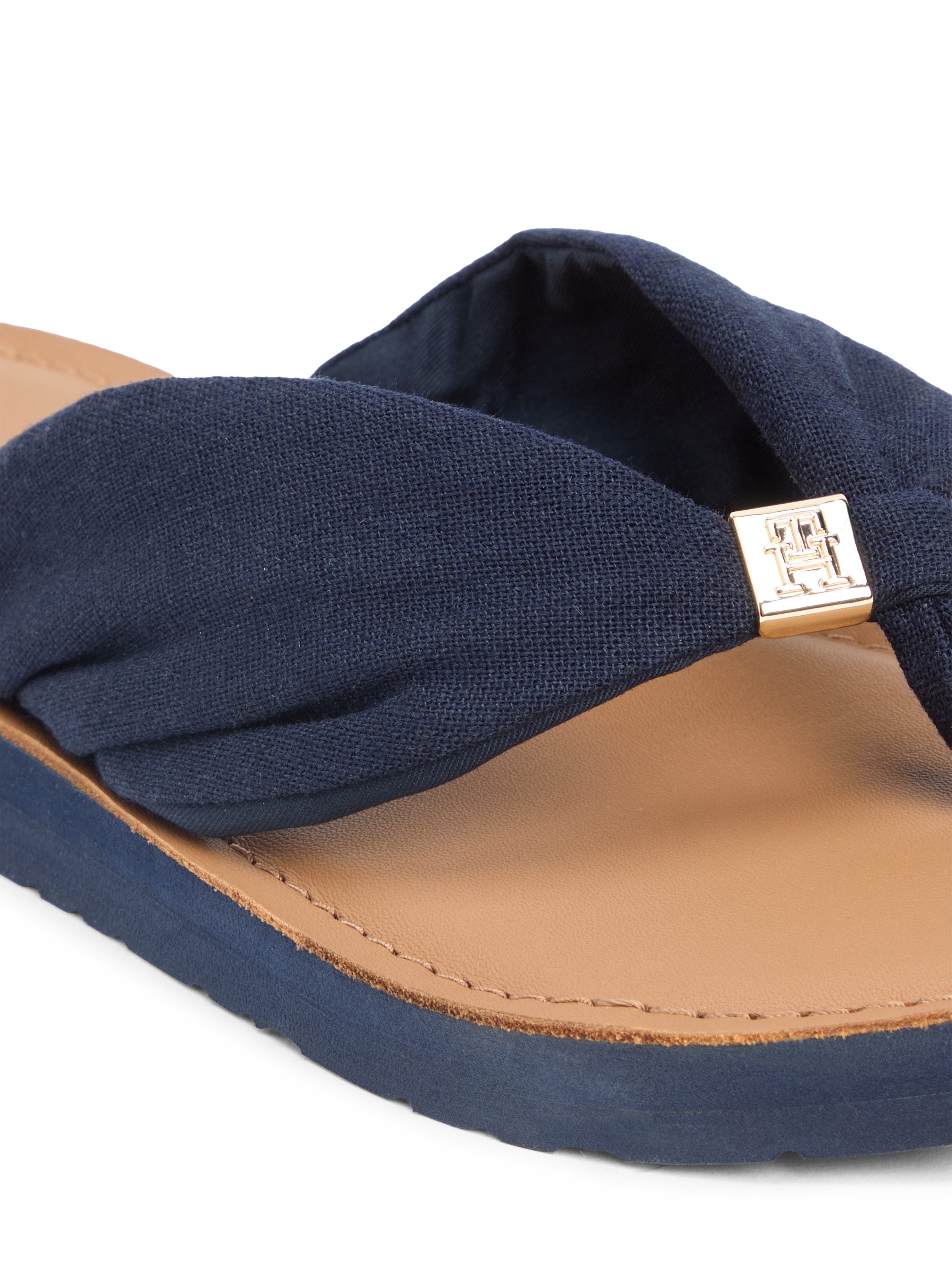 Tommy Hilfiger TH LTR FOOTBED SUMMER SANDAL Zehentrenner Sommerschuh, Strandschuh, Dianette, Flat mit Logoemblem