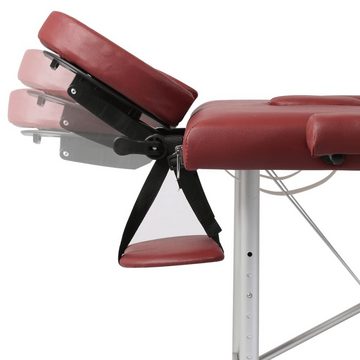 vidaXL Massageliege Massagetisch mit Aluminiumrahmen Klappbar 2 Zonen Rot