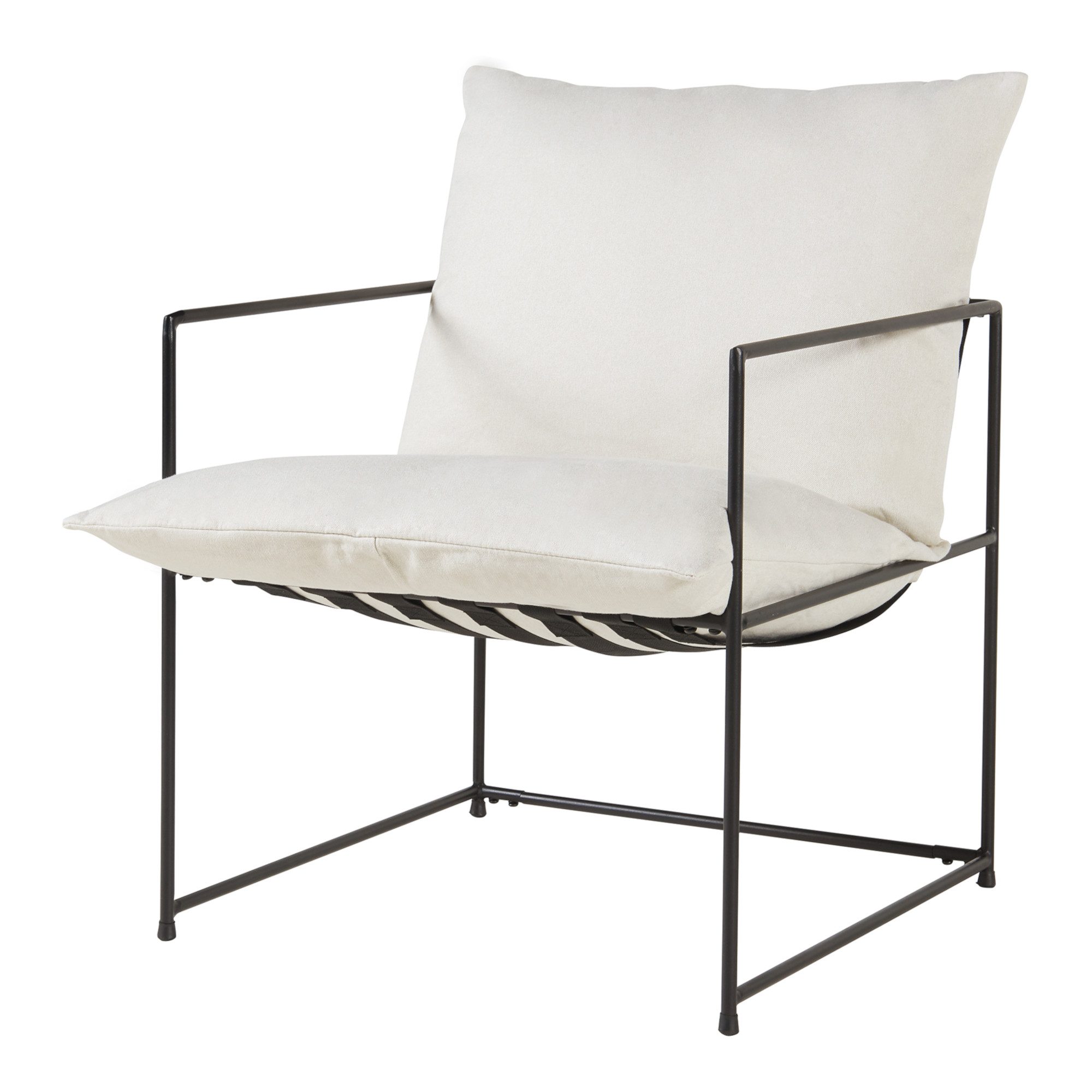 en.casa Loungesessel, »Utsjoki« mit Metallgestell und Polsterkissen Schwarz/Beige