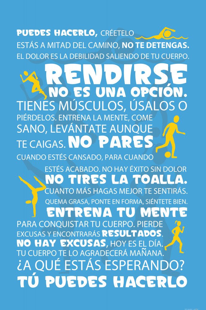 1art1 Poster Motivation Kunstdruck Bild - Fitness, TÃº Puedes Hacerlo