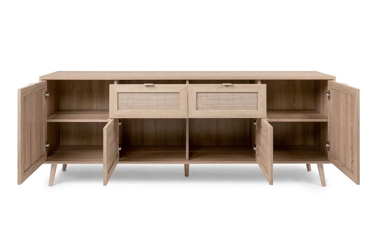 Finori Sideboard Sideboard Kommode groß Bali Sonoma Eiche Rattan Optik Aufdruck