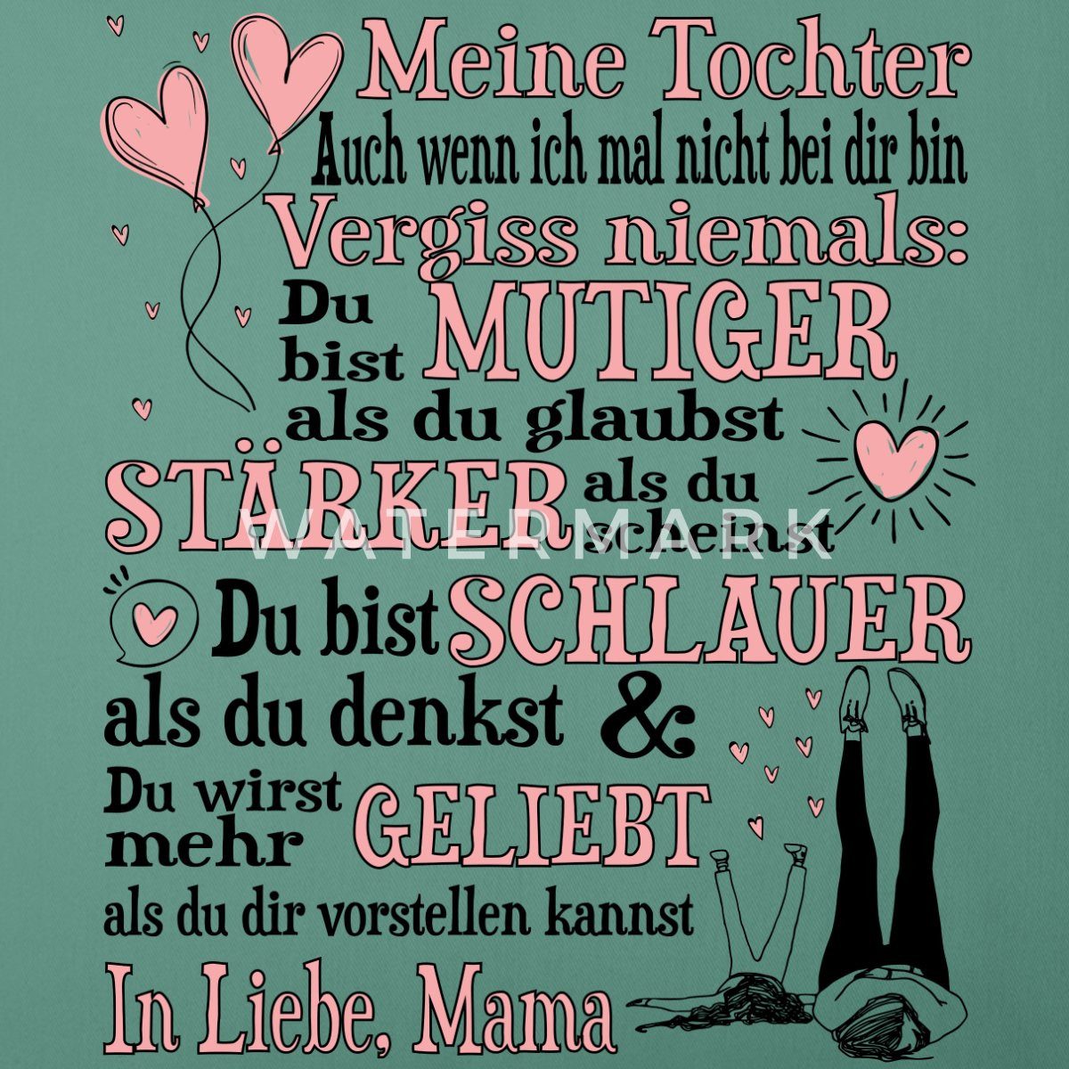 Spreadshirt Kissenbezug Meine Tochter Geschenk Liebeserklärung Mama Kissenb günstig online kaufen
