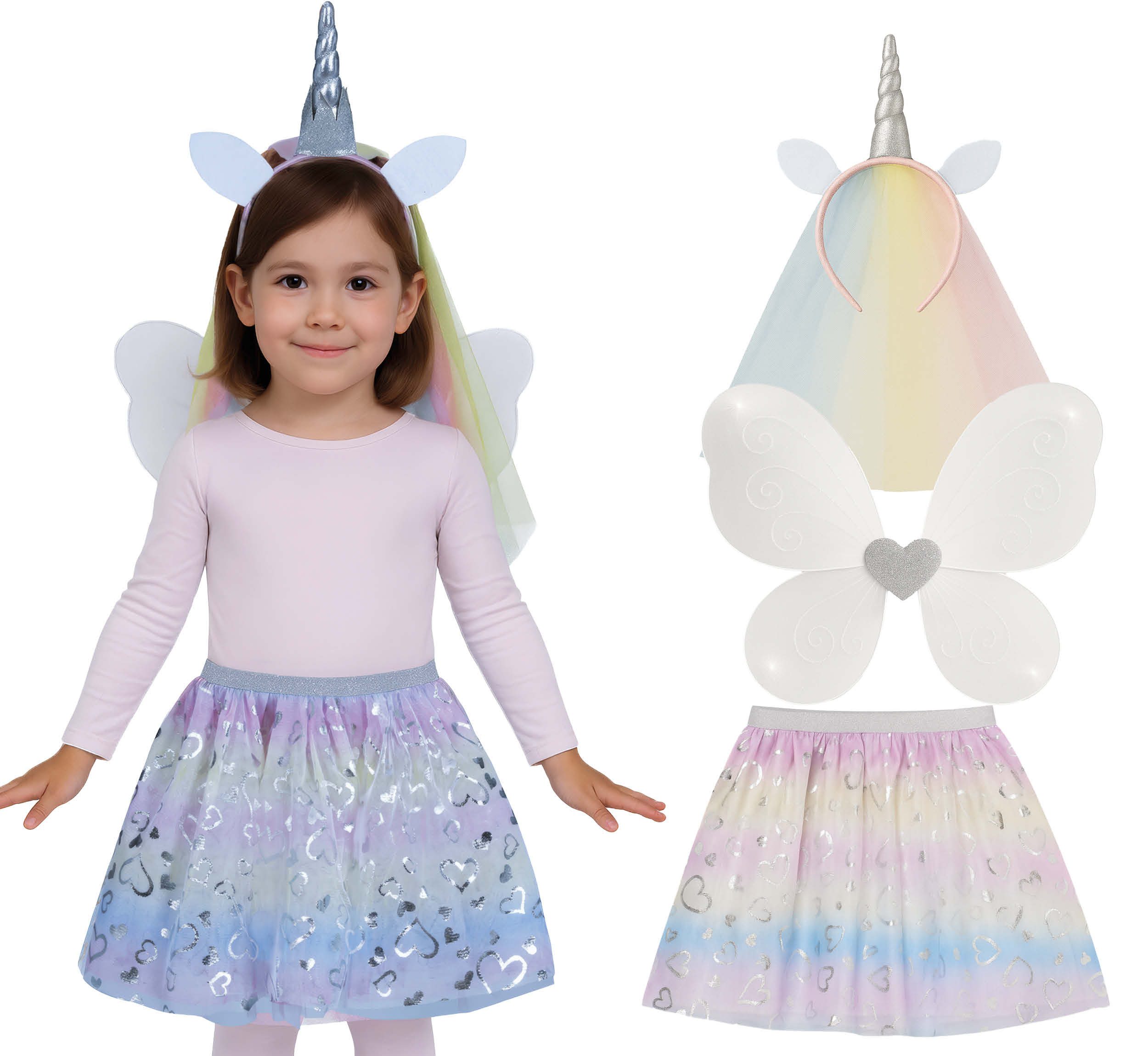 Fiestas Guirca Kostüm, Einhorn Magie Flügel Stirnband Tutu Prinzessin Kostümset Kinder Karn