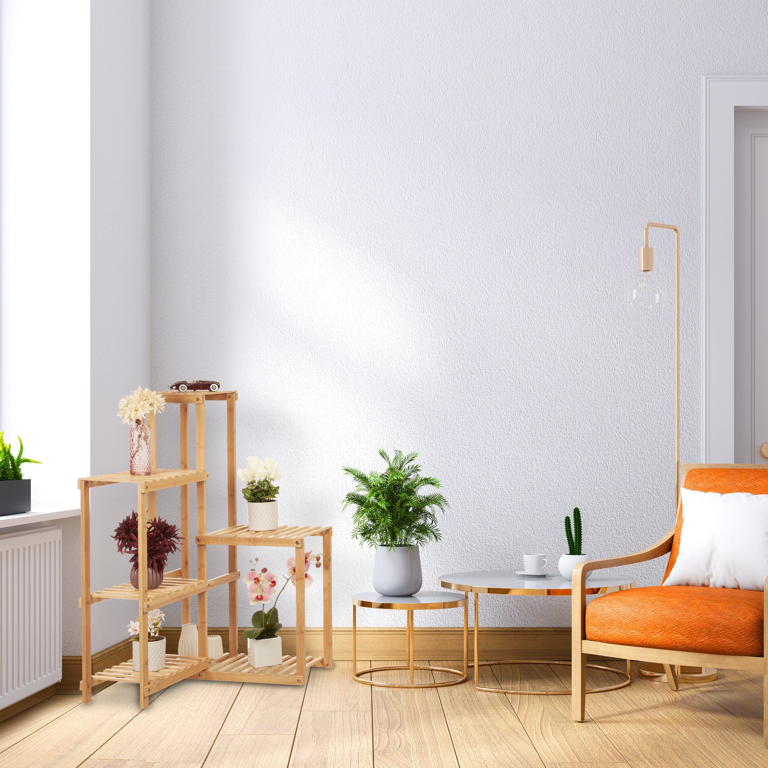 relaxdays Blumenständer Eck Pflanzenregal Bambus günstig online kaufen