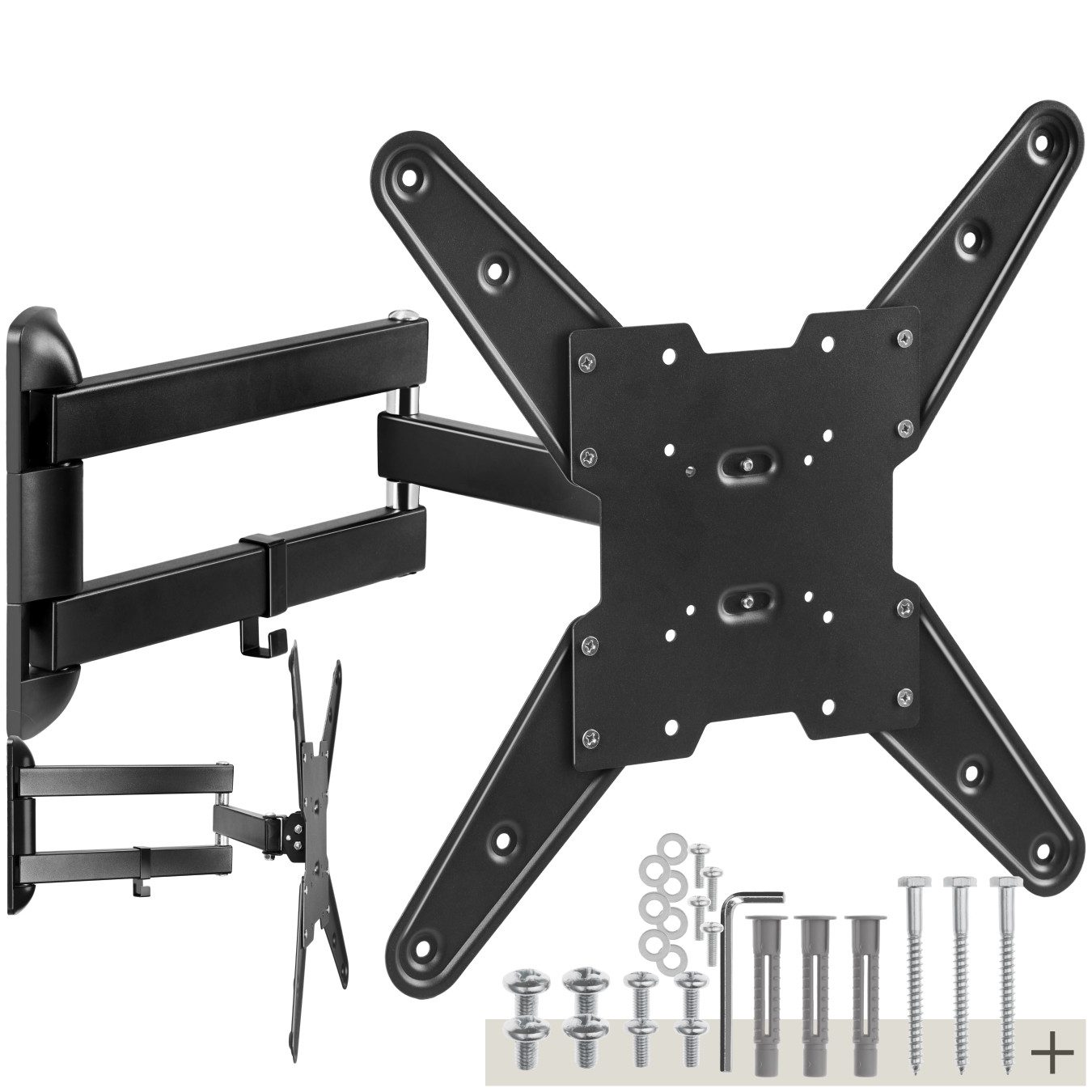 tectake TV-Wandhalterung Fernseherhalterung für 26-75 Zoll (66-191 cm), max. VESA 400 x 400, (bis 75 Zoll, für Flachbildfernseher, bis 100 kg, ausziehbar, schwenkbar und neigbar, inkl. Kabelhalterung)