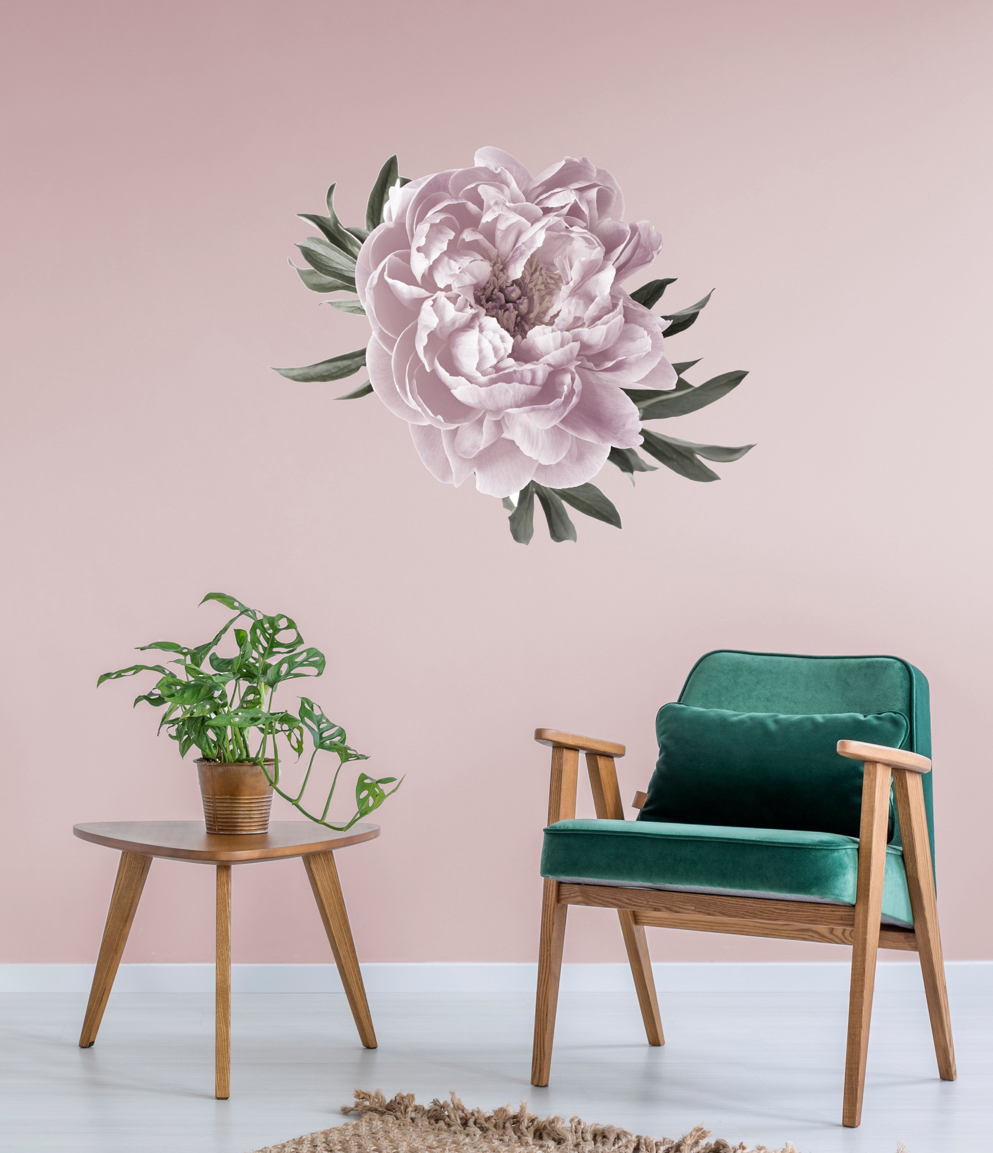 queence Wandtattoo Amelie (1 St), Wandbild, Sticker, rosa, Blume, Blüte, selbstklebend