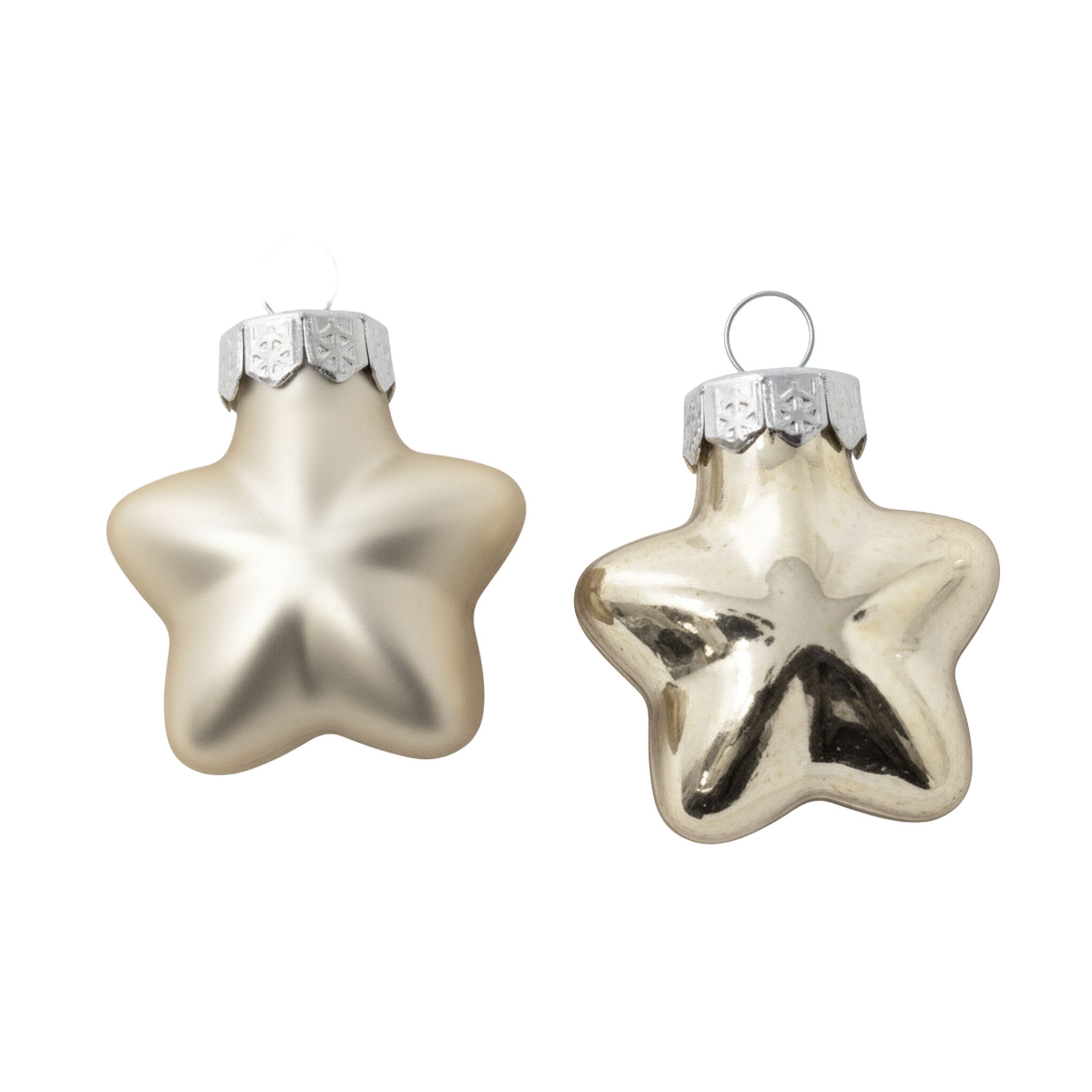 B&S Weihnachtsbaumkugel 13 Mini Sterne 7 x glanz/ 6 x matt / Champagner / Glas (13 St) von B&S