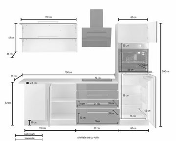 Kochstation Winkelküche KS-Samos, ohne E-Geräte, Stellbreite 300 x 250 cm