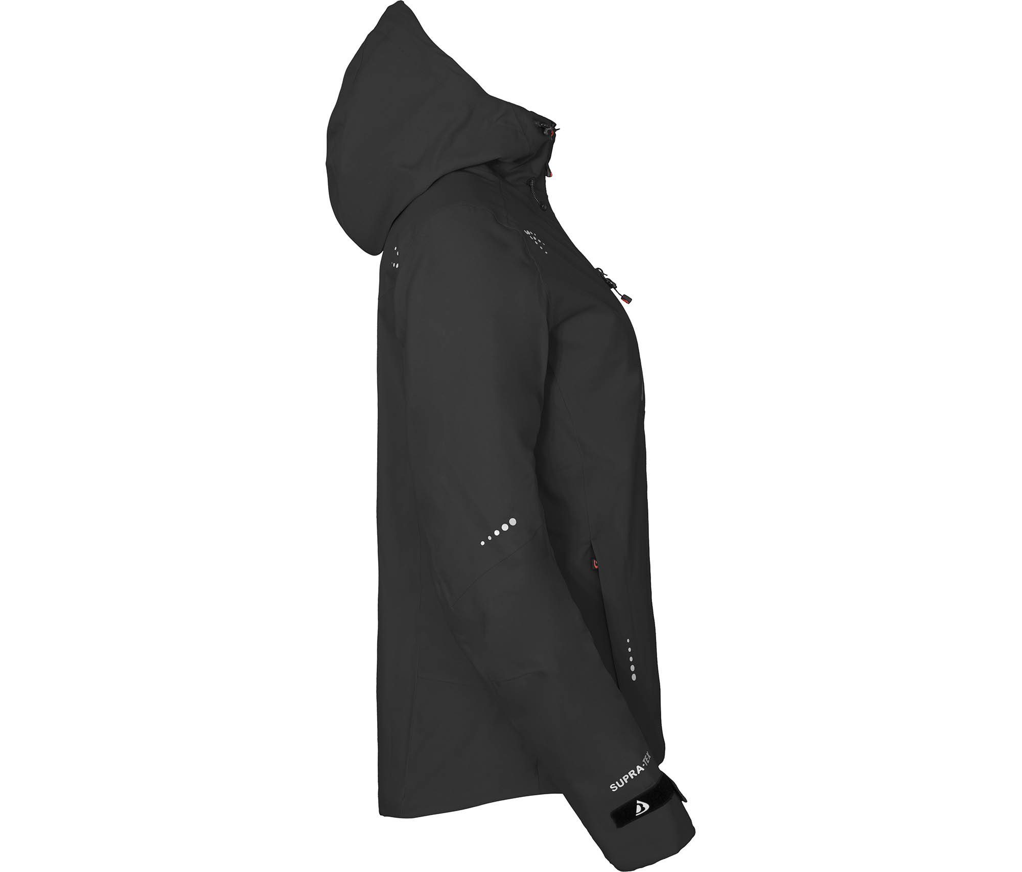 Damen mm Regenjacke, Bergson Outdoorjacke Wassersäule, schwarz 20000 Normalgrößen, leicht wattiert, recycelt, LEKNES Thermo