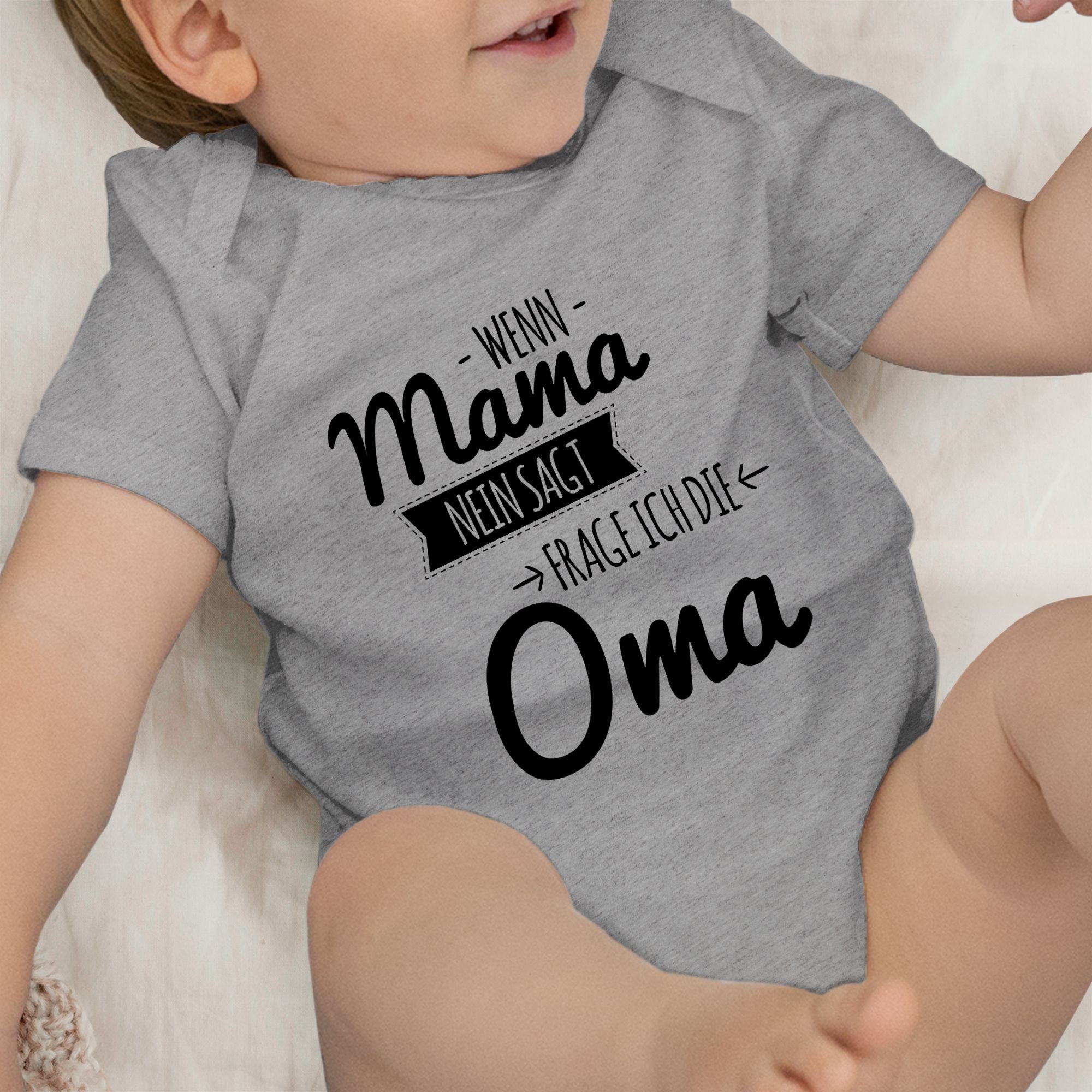 nein 3 ich Grau Oma Shirtracer Sprüche meliert sagt Shirtbody frag Wenn Mama Baby