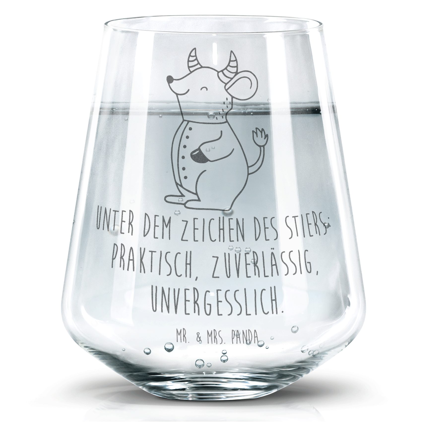 Mr. & Mrs. Panda Glas Stier Astrologie, Glas, Transparent, Wasserglas, Geschenk, Geburtstag, Premium Glas, Designglas Geschenk Geburtstagsgeschenk