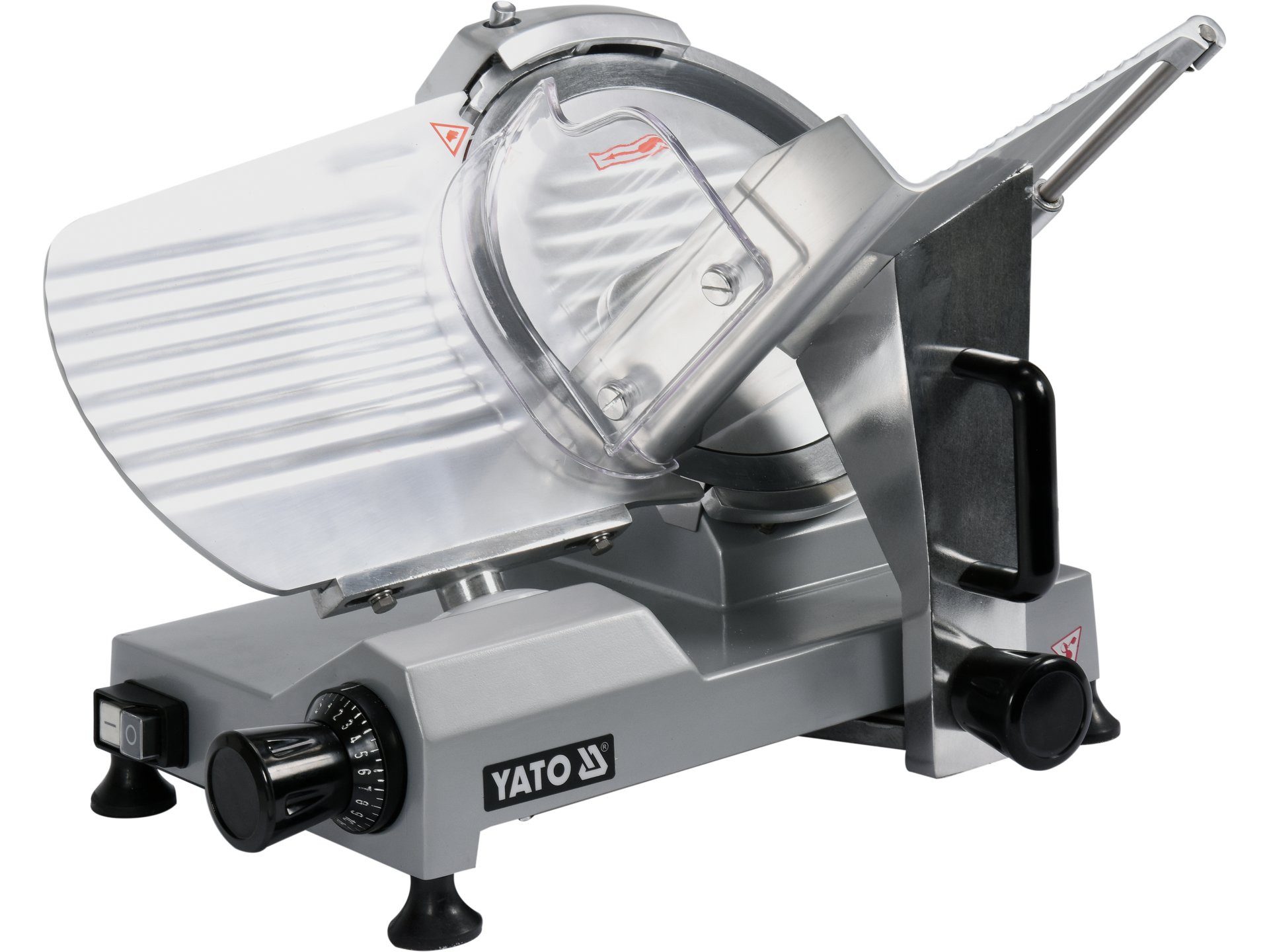 Yato Wurstschneider Gastro Aufschnittmaschine 250 mm mit Schleifvorrichtung, Profigerät