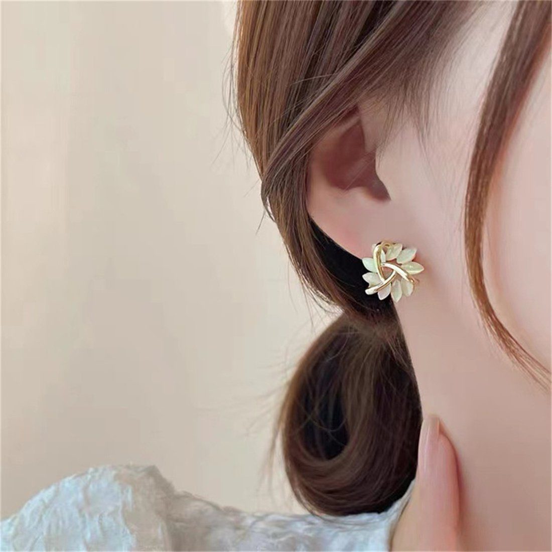 für Frauen Opalblütenohrringe, Ohrhänger Paar DAYUT Geschenke (1-tlg) Modische
