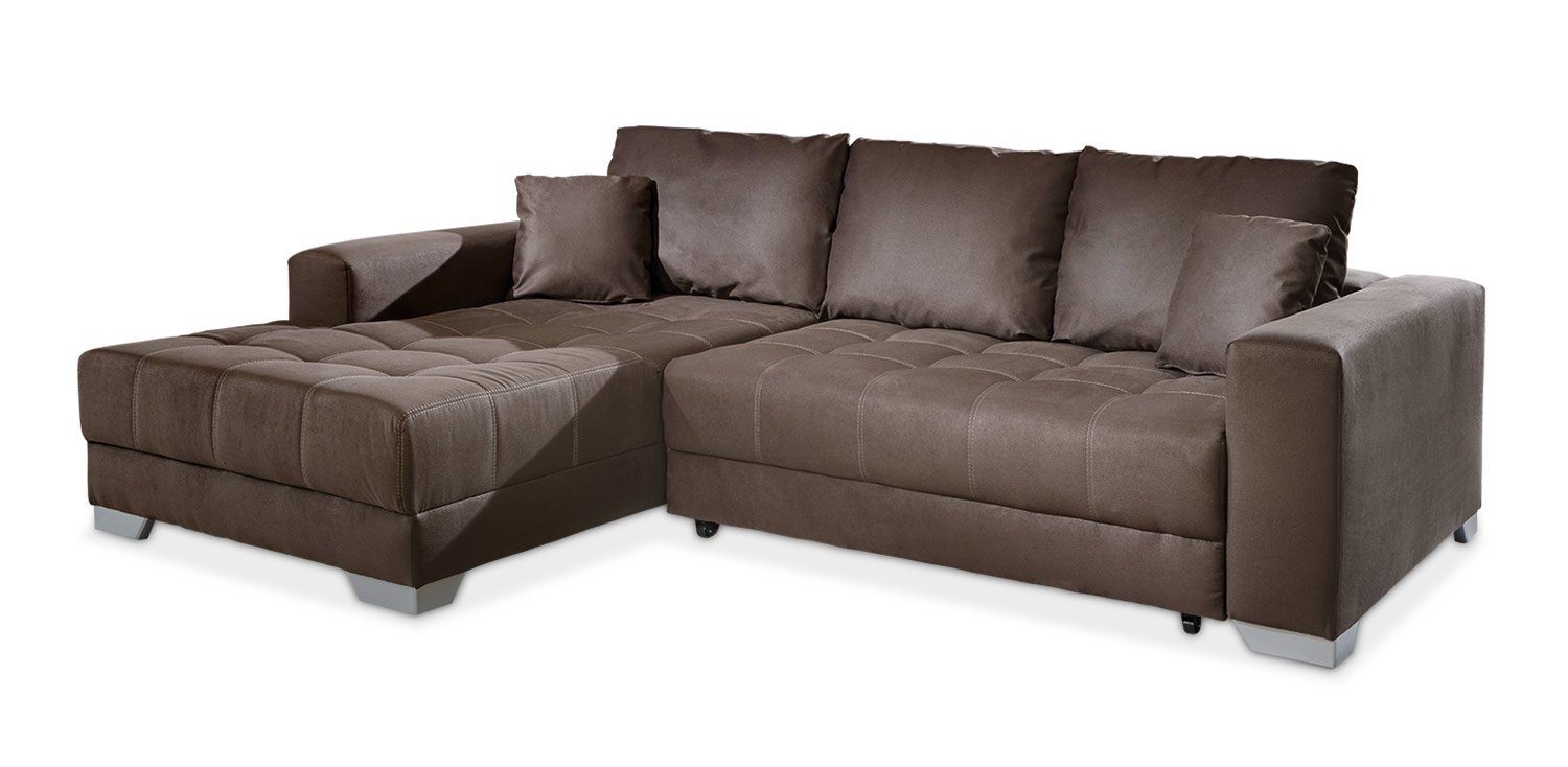 Iwaniccy Sofa MERLIN, Braun, Mikrofaser, elektrische Sitztiefenverstellung, BxHxT 262 x 60 x 200 cm