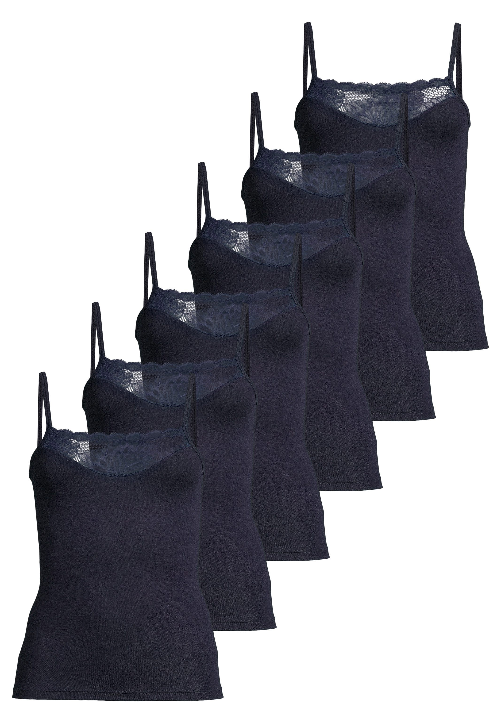 conta Unterhemd 6er Pack Modal (Spar-Set, 6-St) Spaghetti Top - Blickdicht - Hochwertige Spitzenverzierung