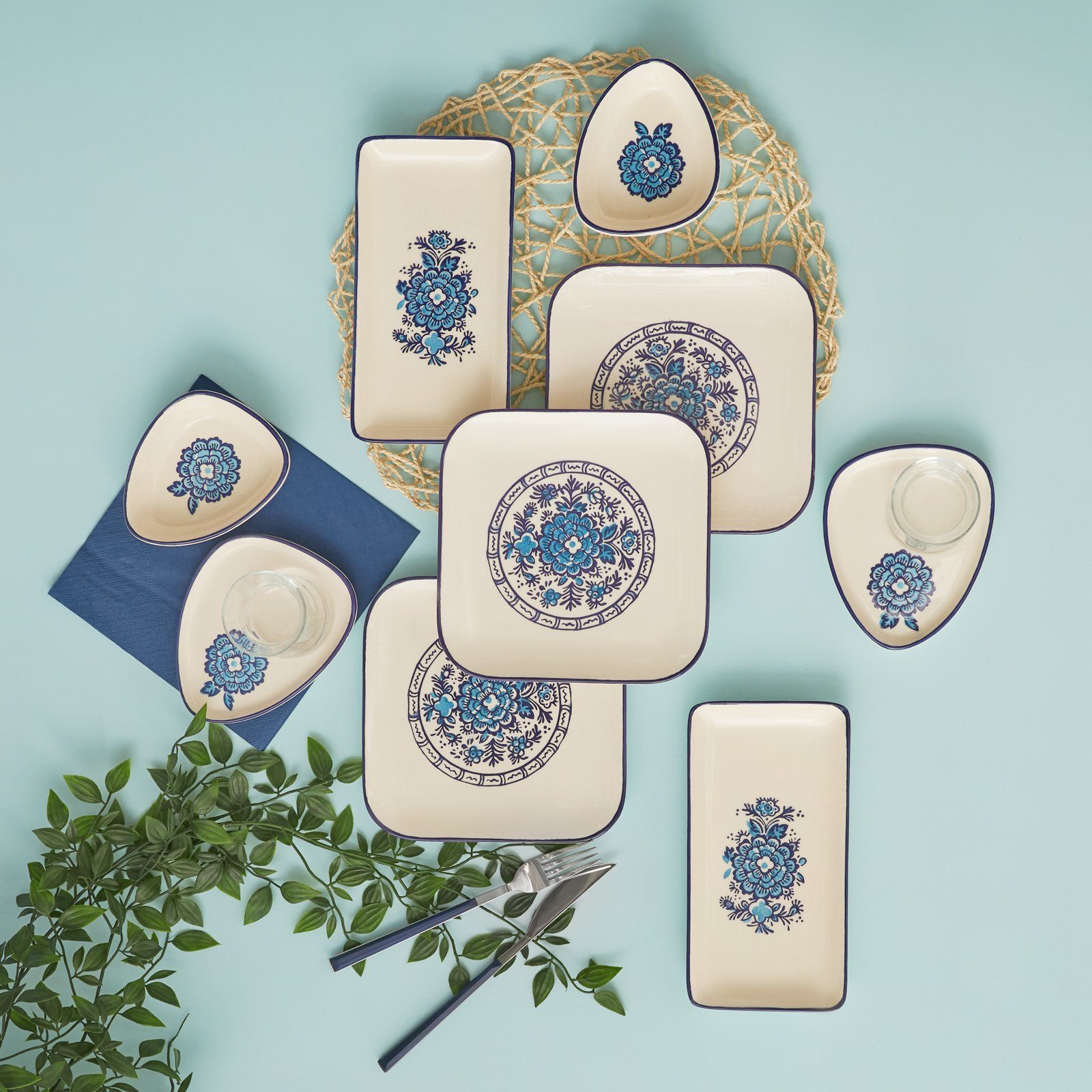 Karaca Geschirr-Set »Karaca Freisa 24-Teiliges Frühstücksservice, Tafelservice, Keramik, Servierplatten,Bootsplatten, Schalen, Teetassen, Porzellan Geschirr Set, Einzigartiges Design, Praktisch«, 6 Personen, Keramik
