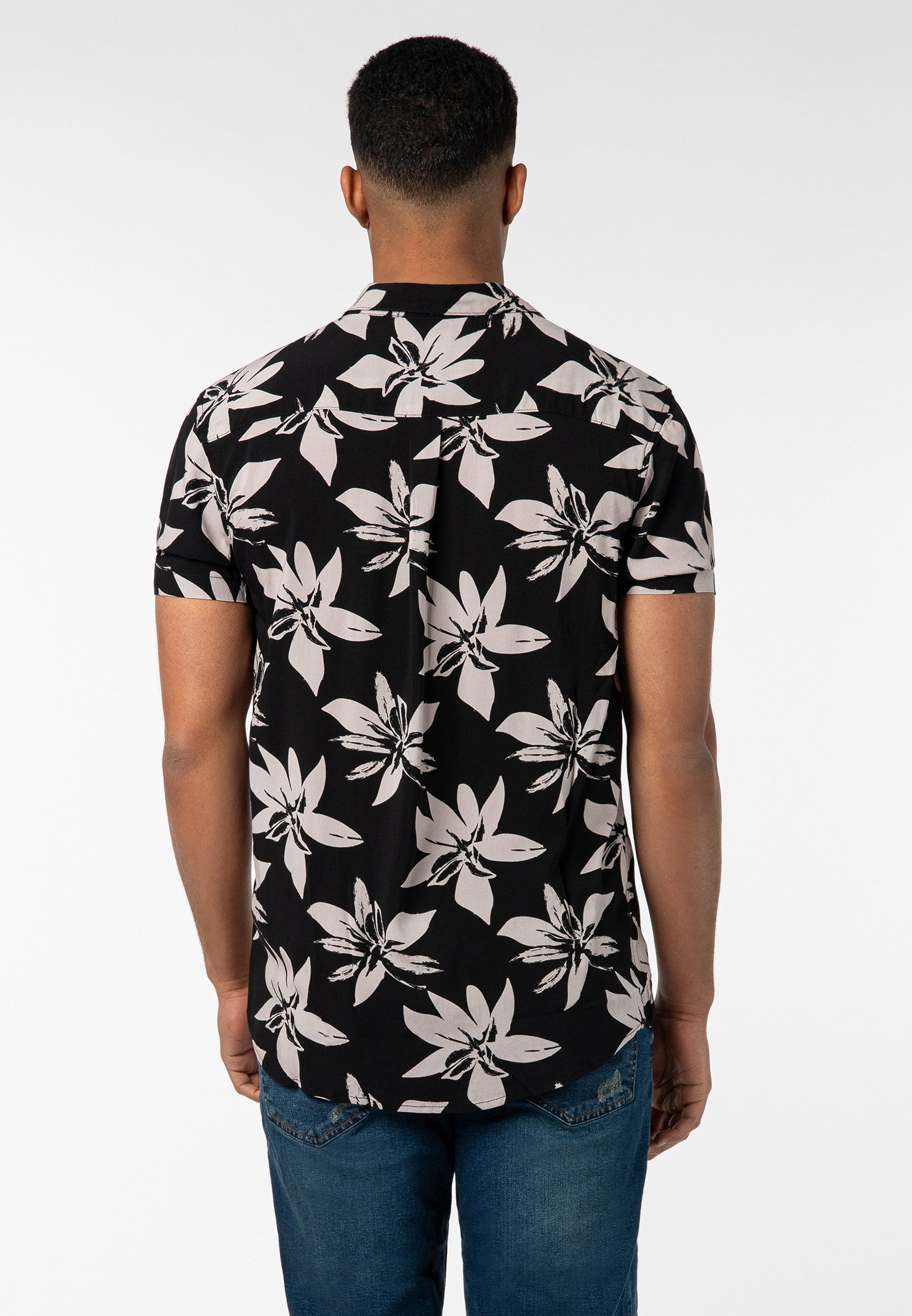 Urban Surface Kurzarmhemd Herren Freizeithemd Allover-Print Tropical Flower günstig online kaufen