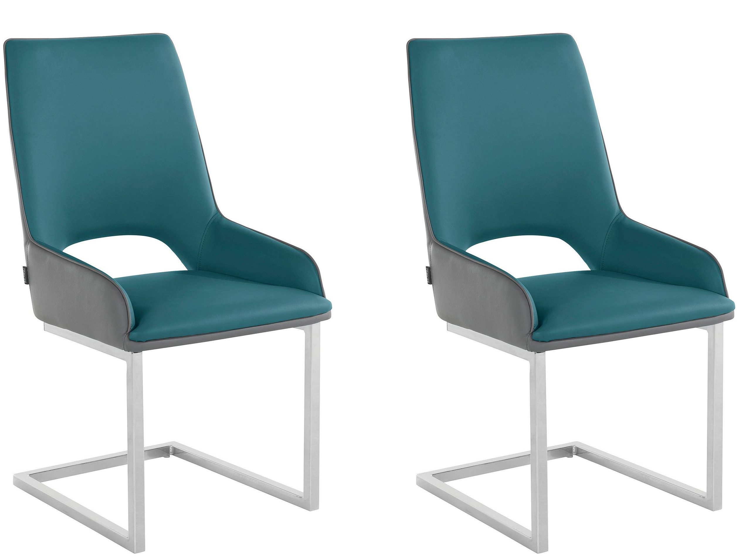 loft24 Freischwinger Samantha - Esszimmerstuhl Küchenstuhl Stuhl Loungestuhl (Set, 2 St), Bezug in Lederoptik, Chromgestell, gepolstert, mit Armlehne