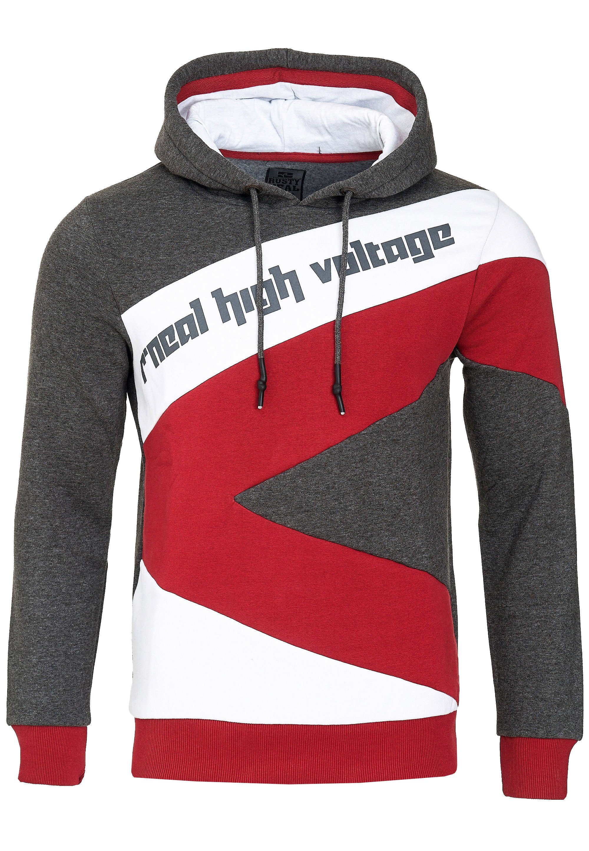 Rusty Neal Kapuzensweatshirt Design in anthrazit-weiß sportlichem