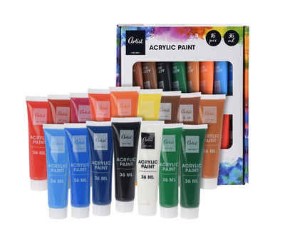 Spetebo Acrylfarbe Acrylfarben-Set für Anfänger und Profis - 16x36 ml, Leuchtende Künstler Farben für Acrylmalerei