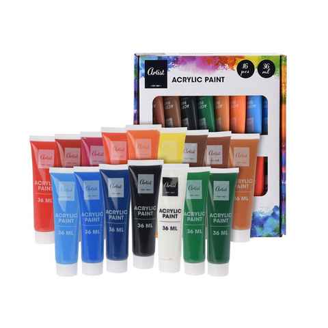Spetebo Acrylfarbe Acrylfarben-Set für Anfänger und Profis - 16x36 ml, Leuchtende Künstler Farben für Acrylmalerei