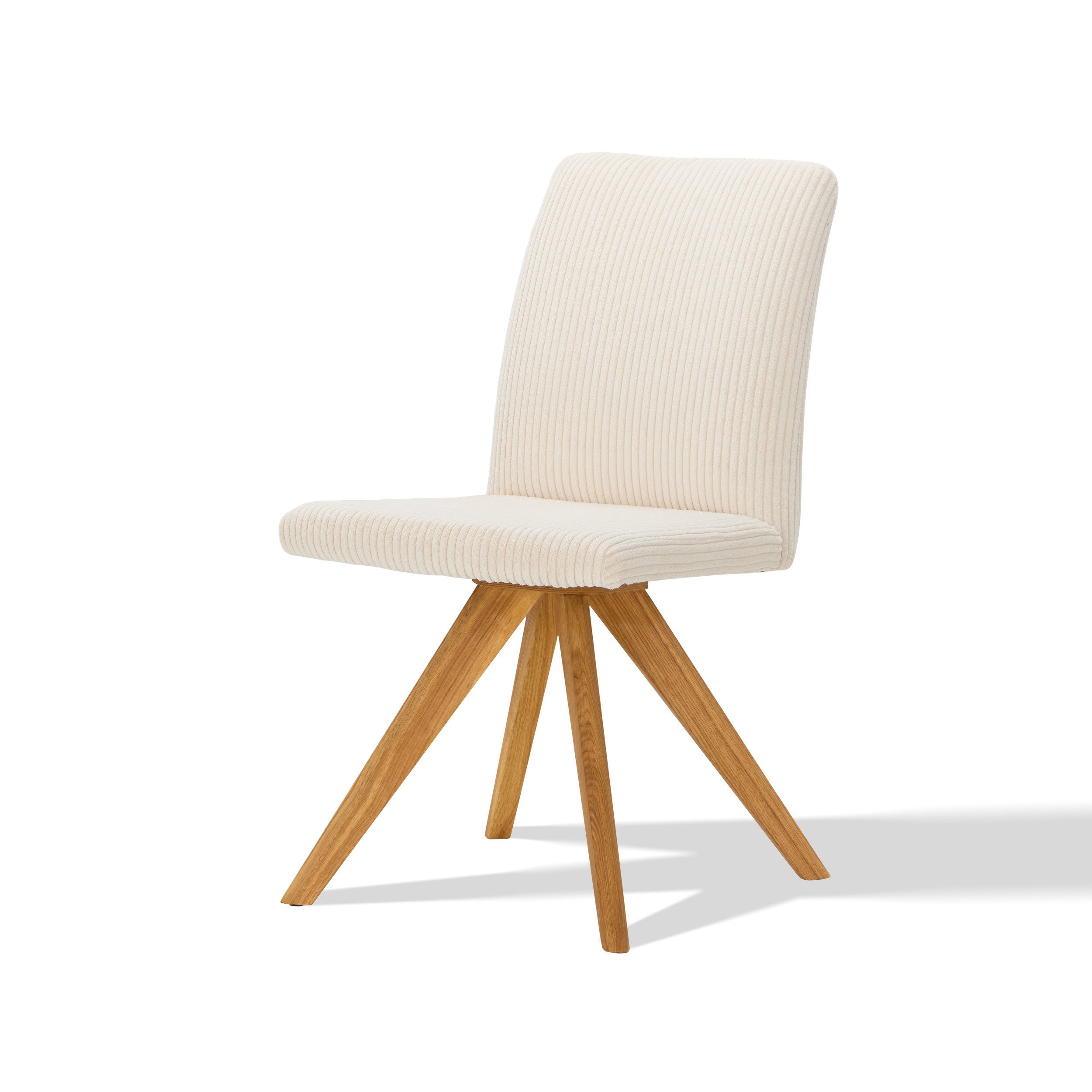 Smart Esszimmerstuhl Esszimmerstuhl im Skandi-Look Cord Beige (Indoor-Polsterstuhl), Massivholzgestell Eiche geölt bis 110 kg belastbar